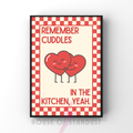 Cuddles in the kitchen |   Kitsch Kitchen checkerboard pastels collection print