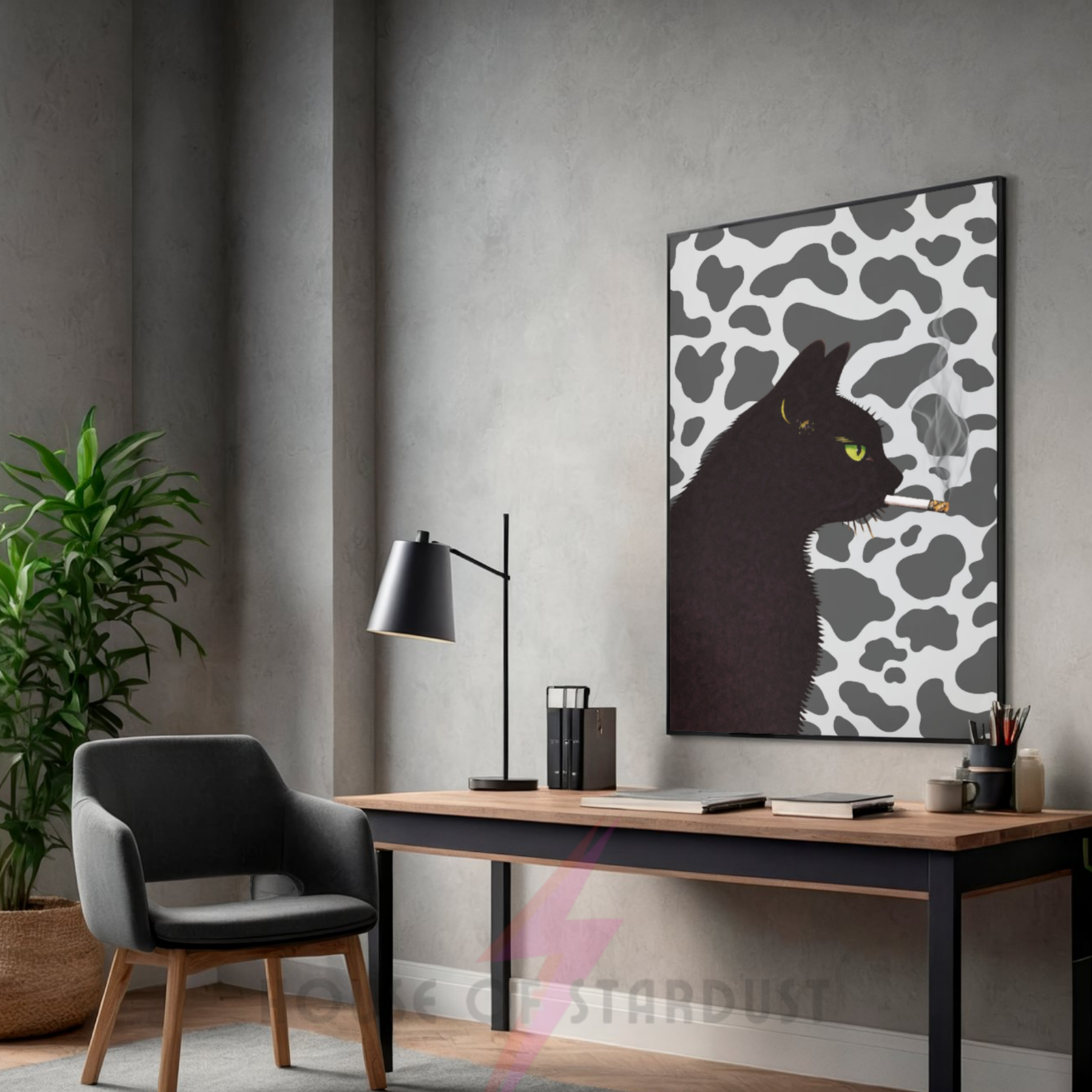 cow print | Cool smokin' kitty cat print