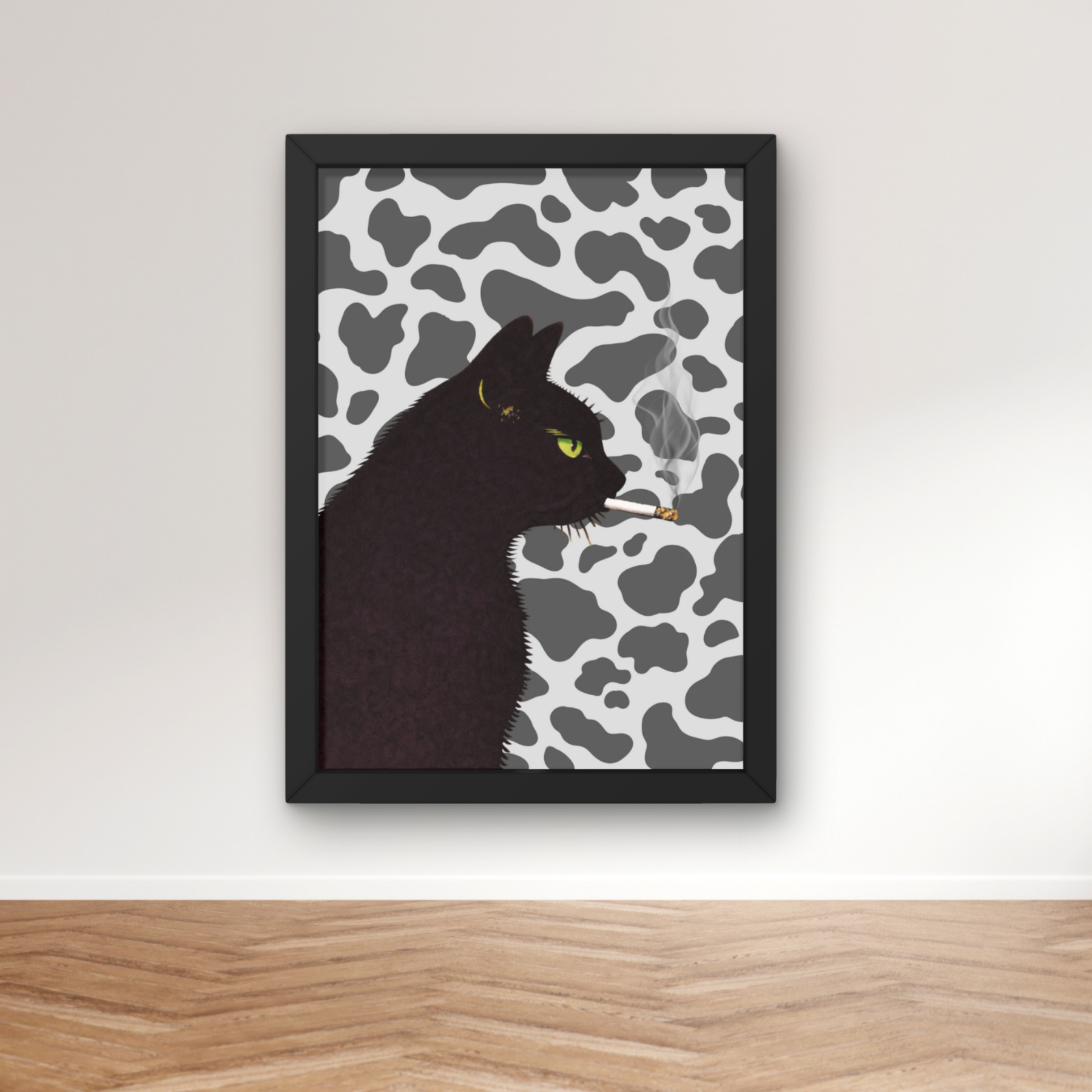 cow print | Cool smokin' kitty cat print