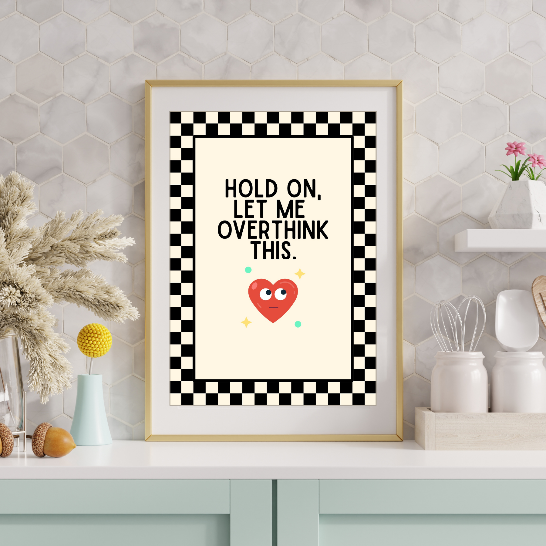 Hold on, let me overthink think this | checkerboard retro collection print