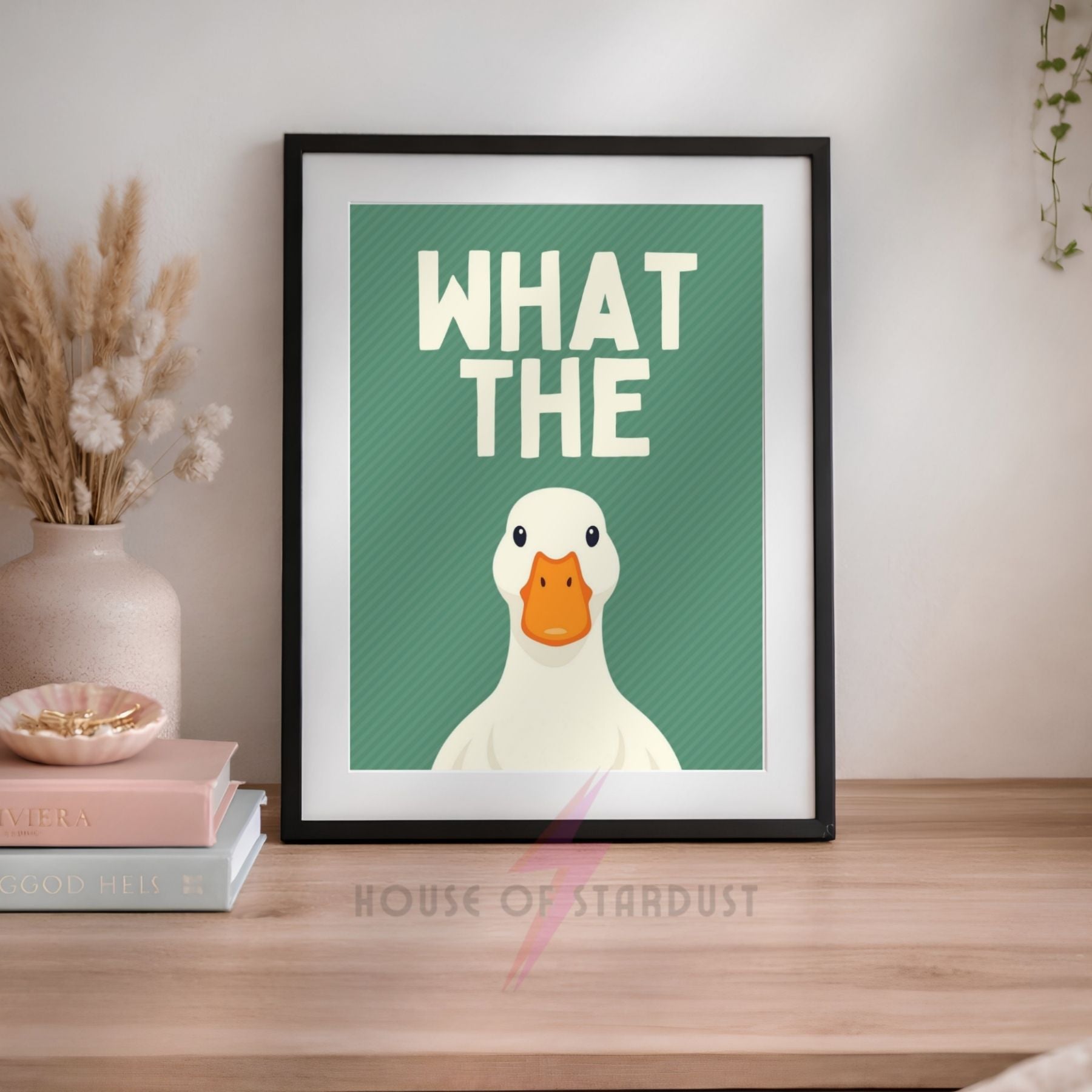 What The Duck Wall Art Print | Funny Duck Poster | Humorous Animal Decor | Quirky Kitchen Wall Art | Duck Lover Gift A4 A3 A5 A1 A2