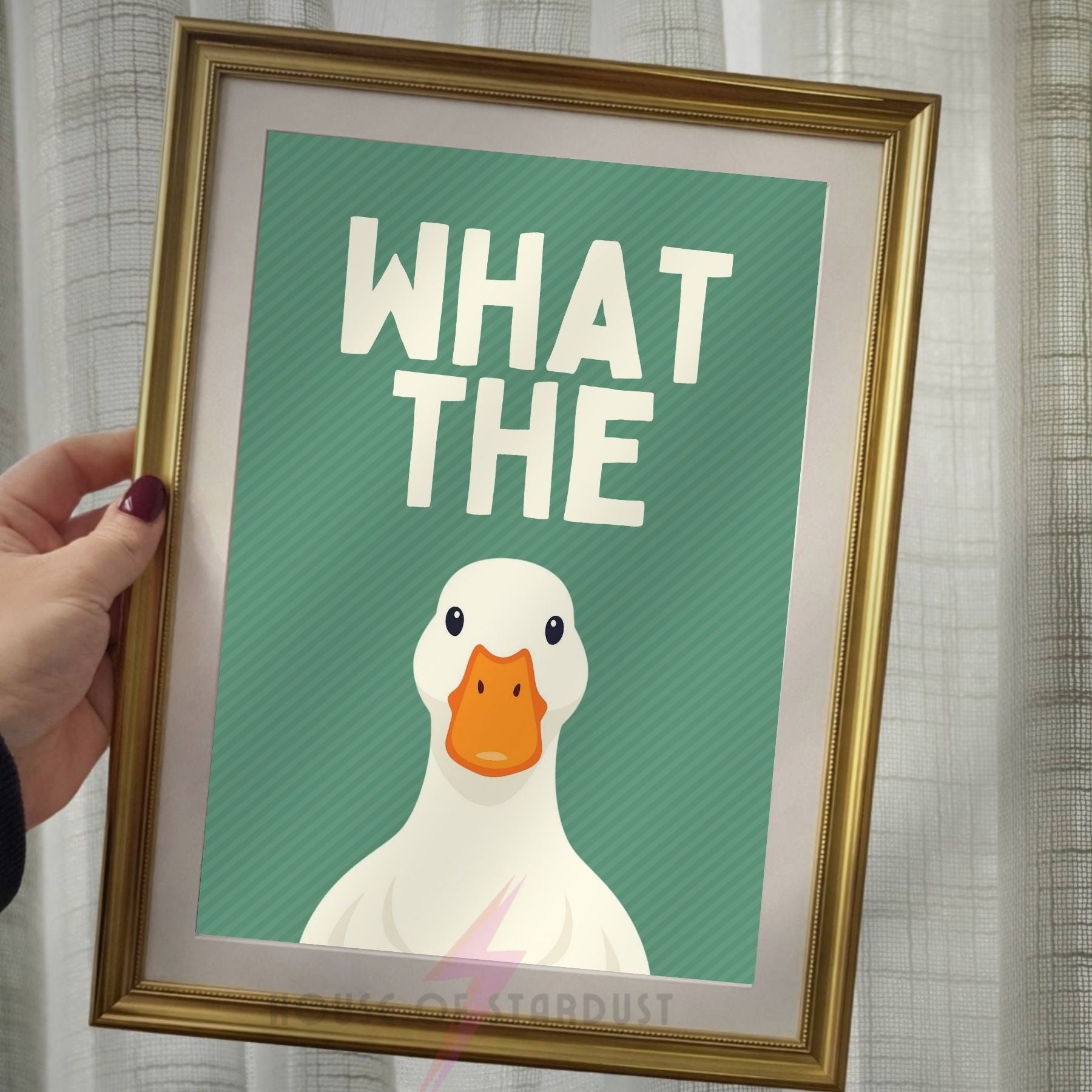 What The Duck Wall Art Print | Funny Duck Poster | Humorous Animal Decor | Quirky Kitchen Wall Art | Duck Lover Gift A4 A3 A5 A1 A2