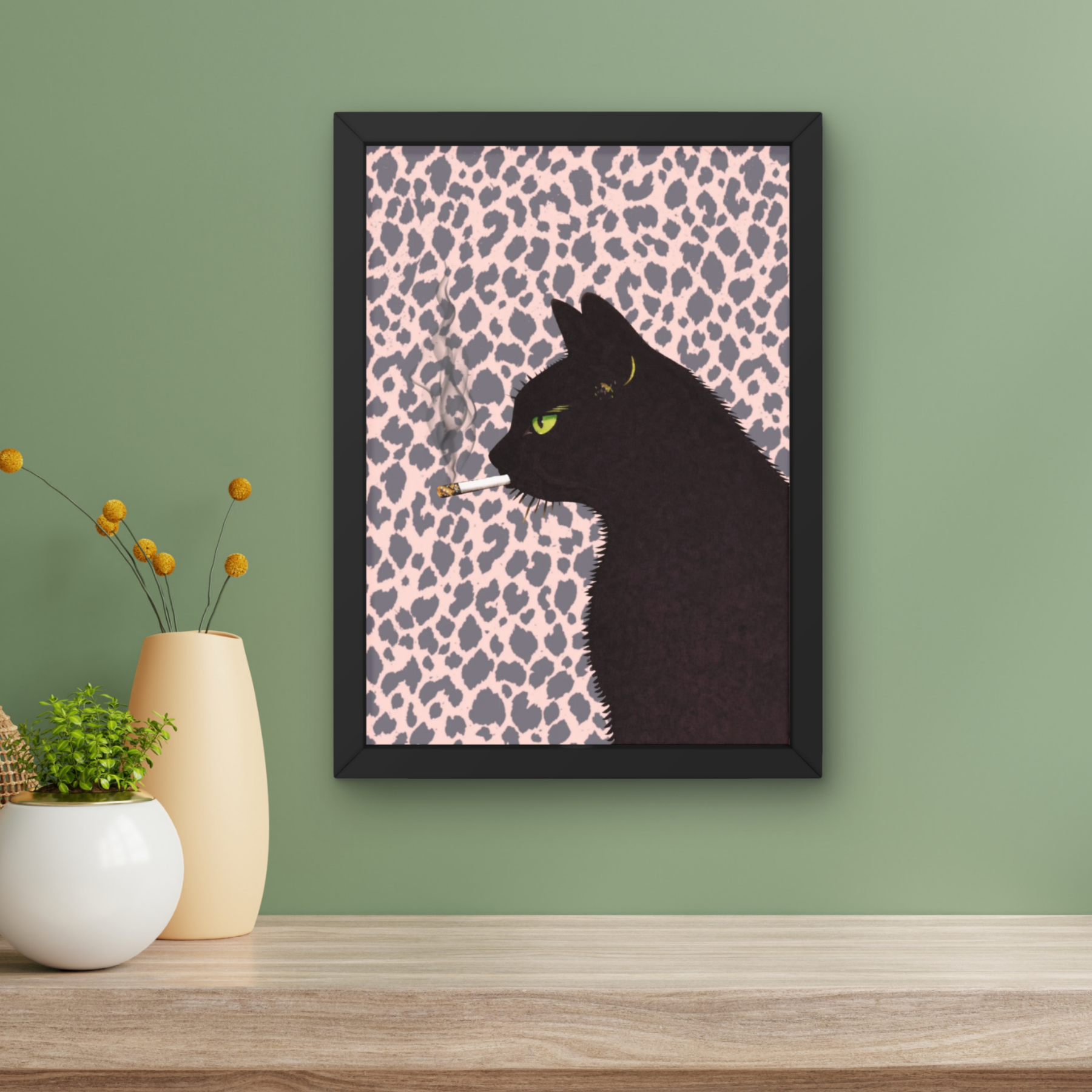 pink cheetah print | Cool smokin' kitty cat print