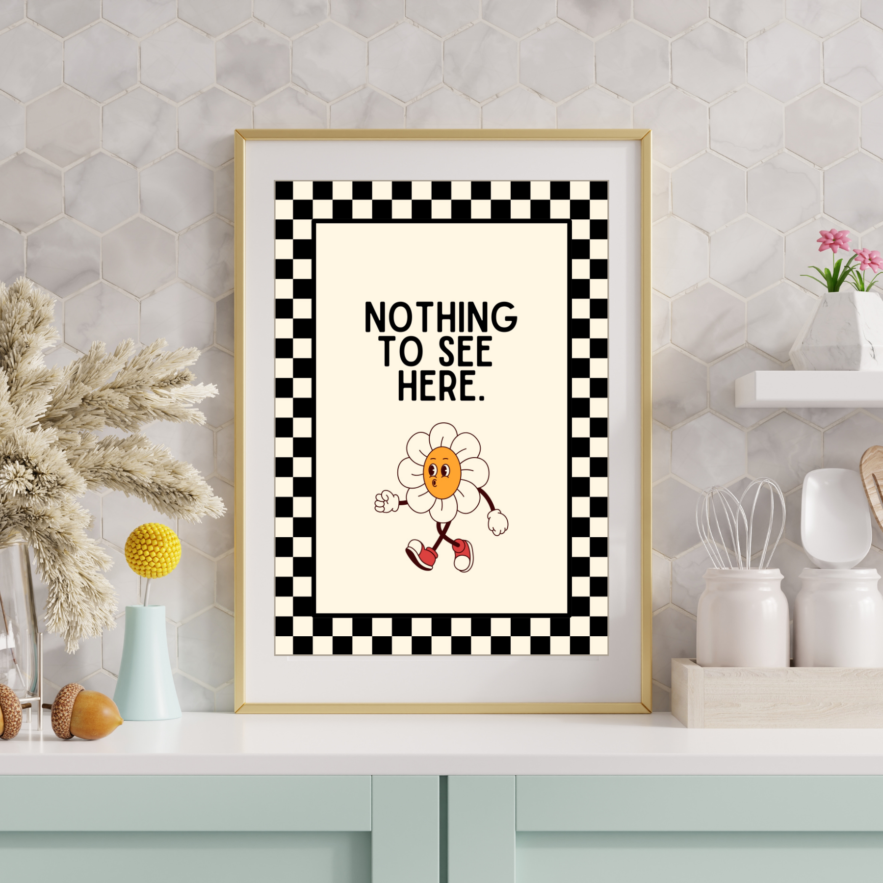 nothing to see here | checkerboard pastels collection print