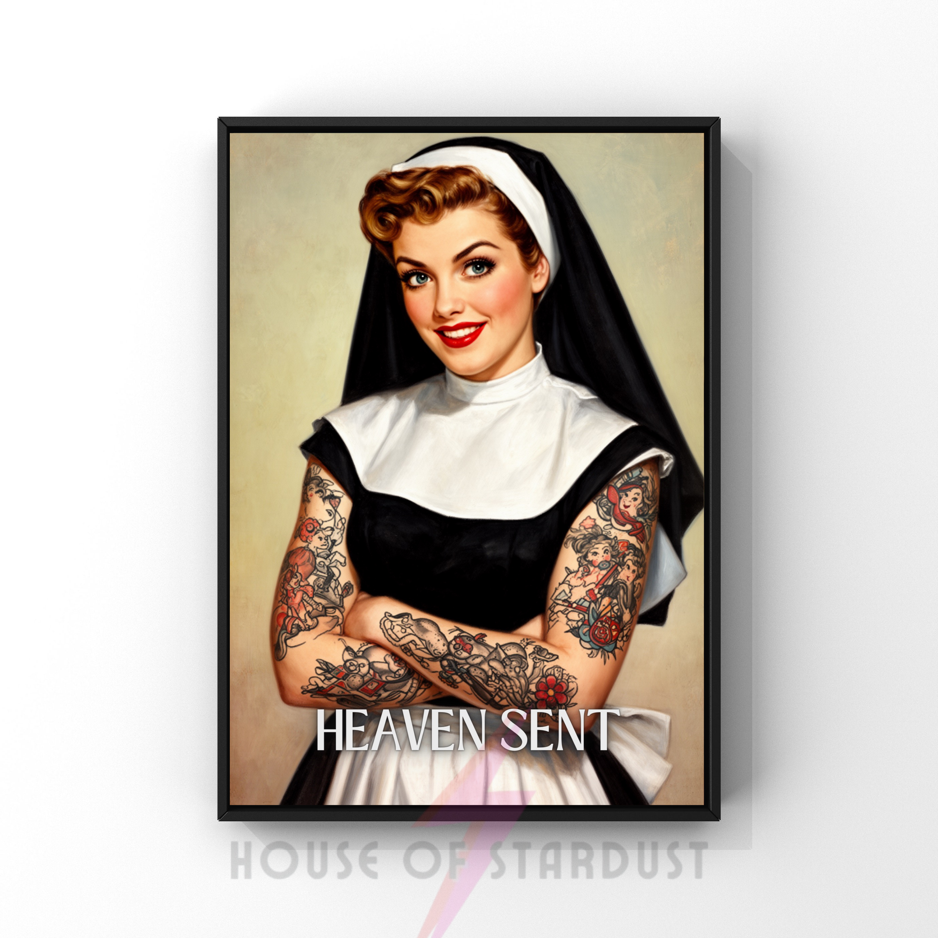 Heaven sent  | Naughty nun RETRO HOUSEWIFE feminist PRINT