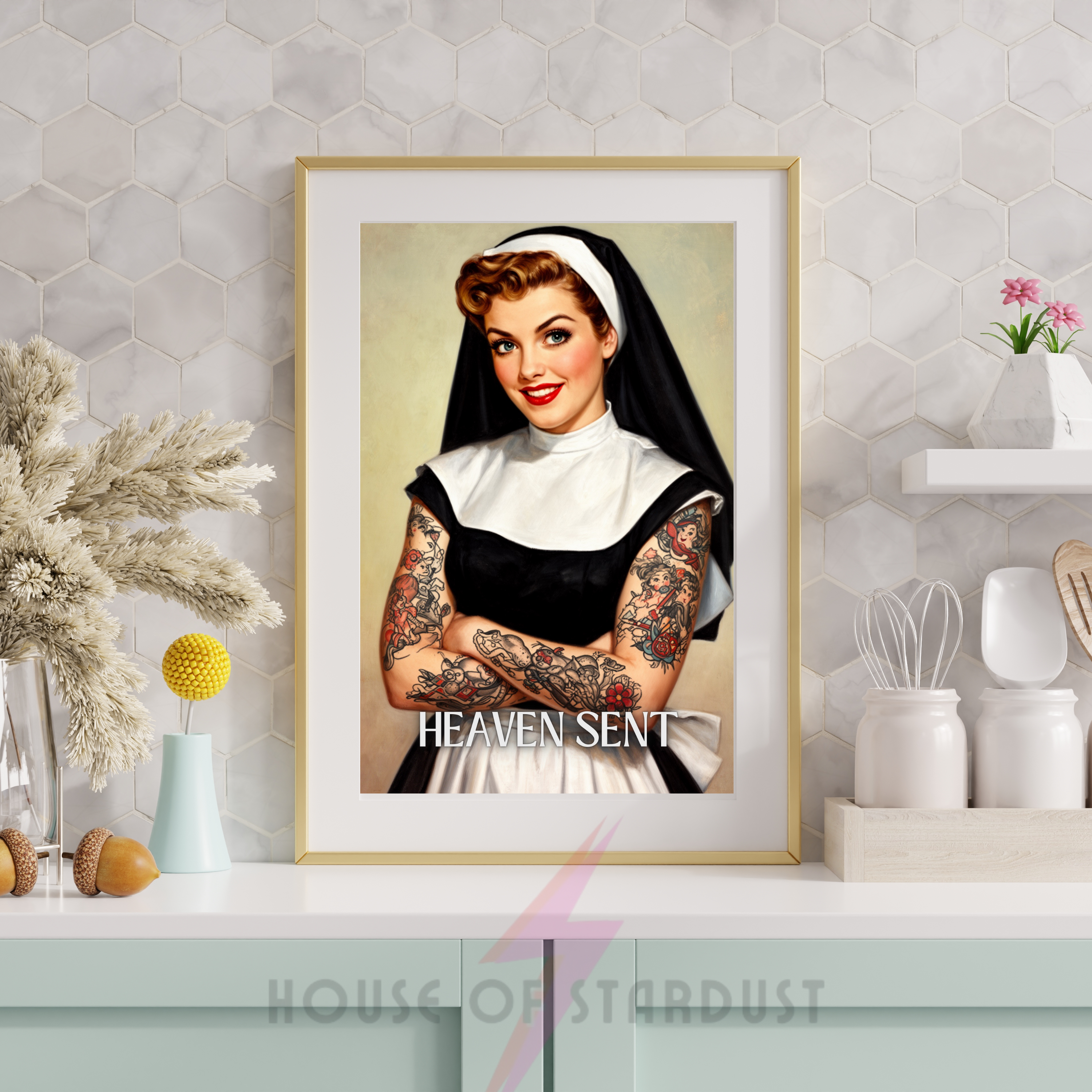 Heaven sent  | Naughty nun RETRO HOUSEWIFE feminist PRINT