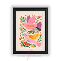 Watermelon Peace Dove Wall Art Print | Free Palestine Charity Art Poster | Folk Art Bird Illustration | Colourful Floral Peace Decor | Meaningful Boho Wall Art walls A4 A3 A5 A1 A2