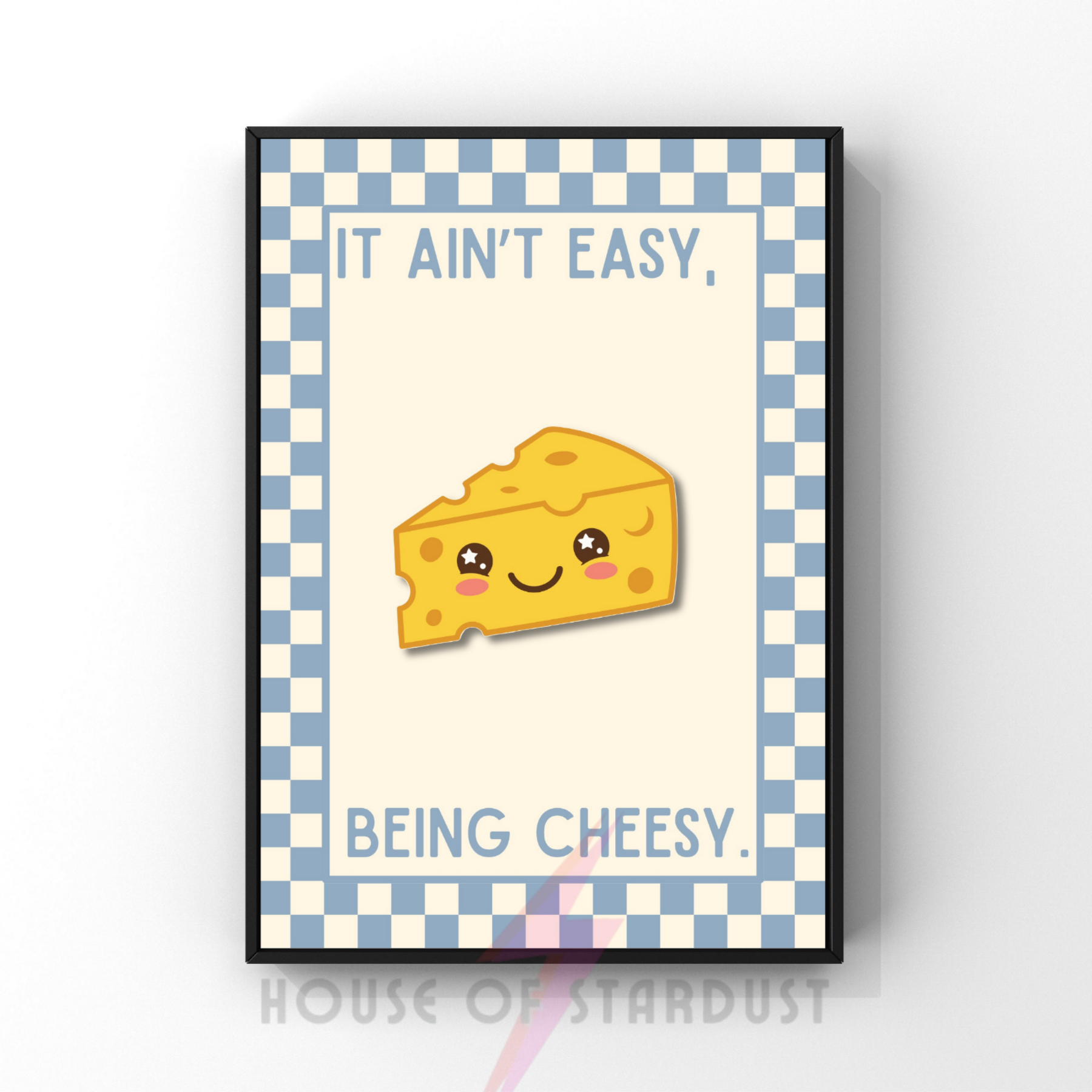 Ain't easy being cheesy | Kitsch Kitchen checkerboard pastels collection print