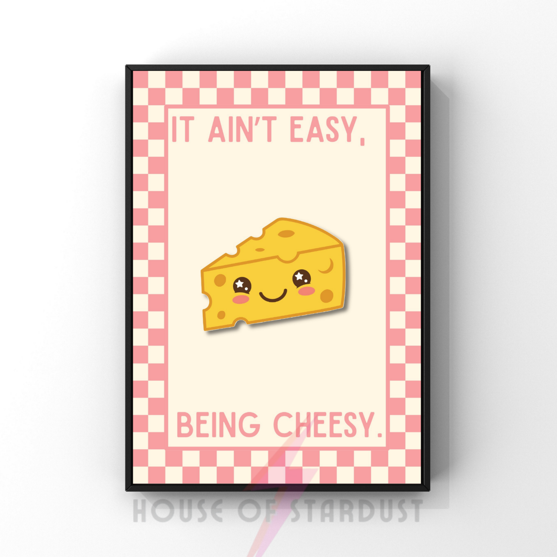 Ain't easy being cheesy | Kitsch Kitchen checkerboard pastels collection print