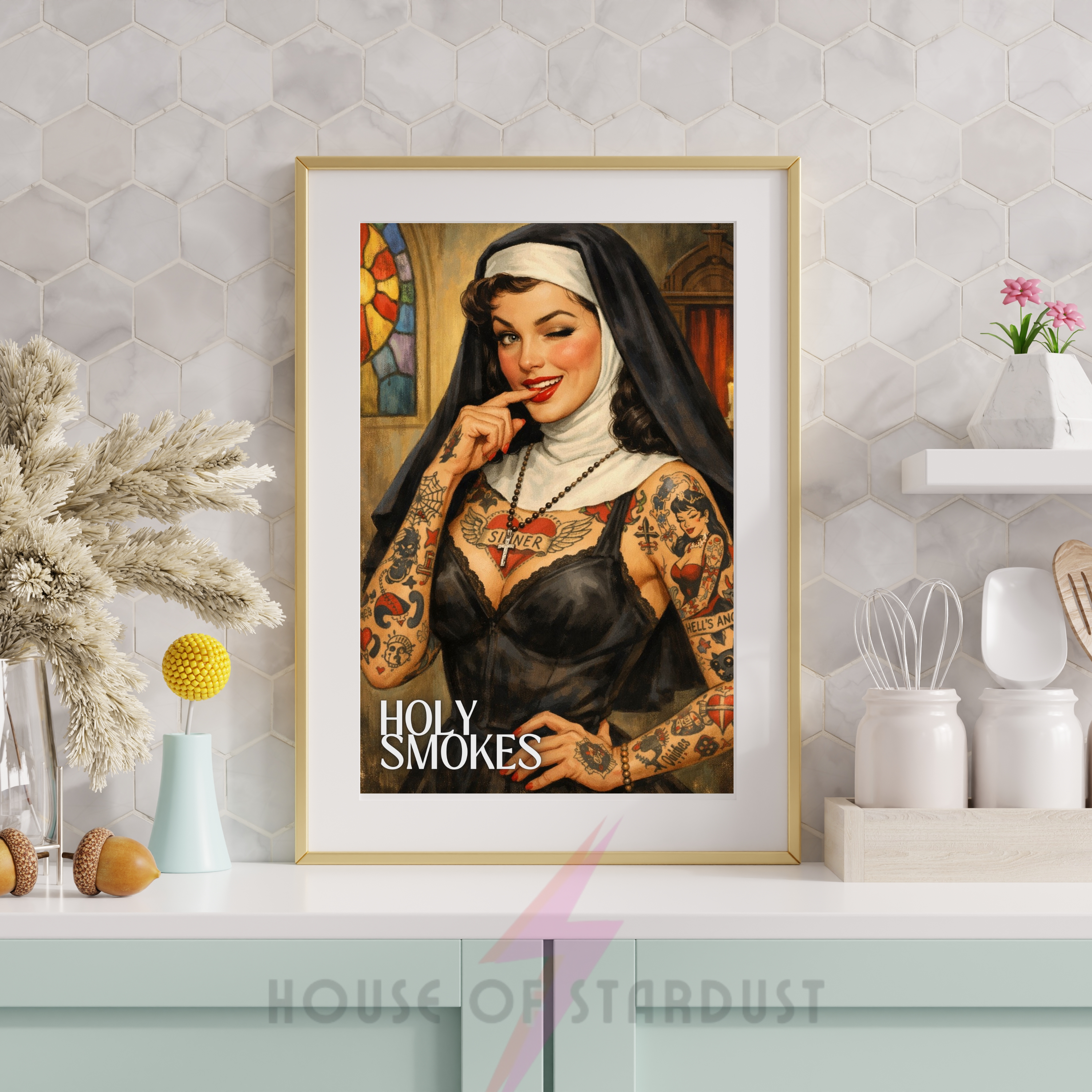 holy smokes | Naughty nun RETRO HOUSEWIFE feminist PRINT