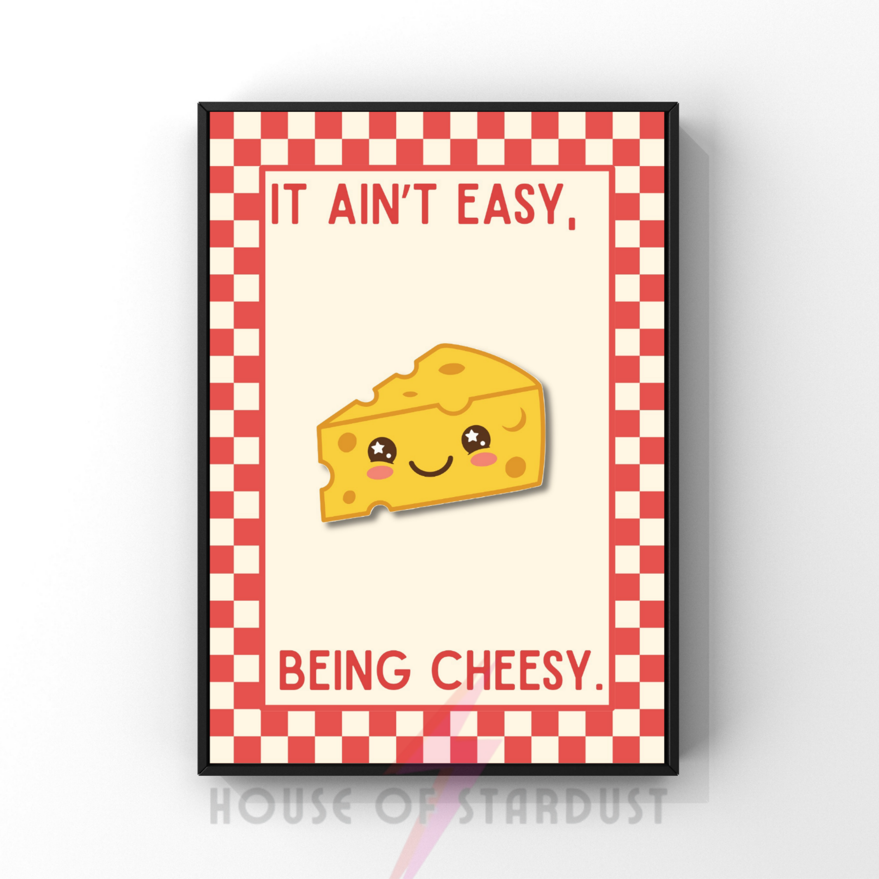 Ain't easy being cheesy | Kitsch Kitchen checkerboard pastels collection print