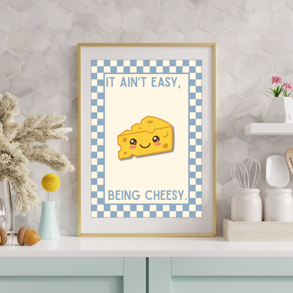 Ain't easy being cheesy | Kitsch Kitchen checkerboard pastels collection print