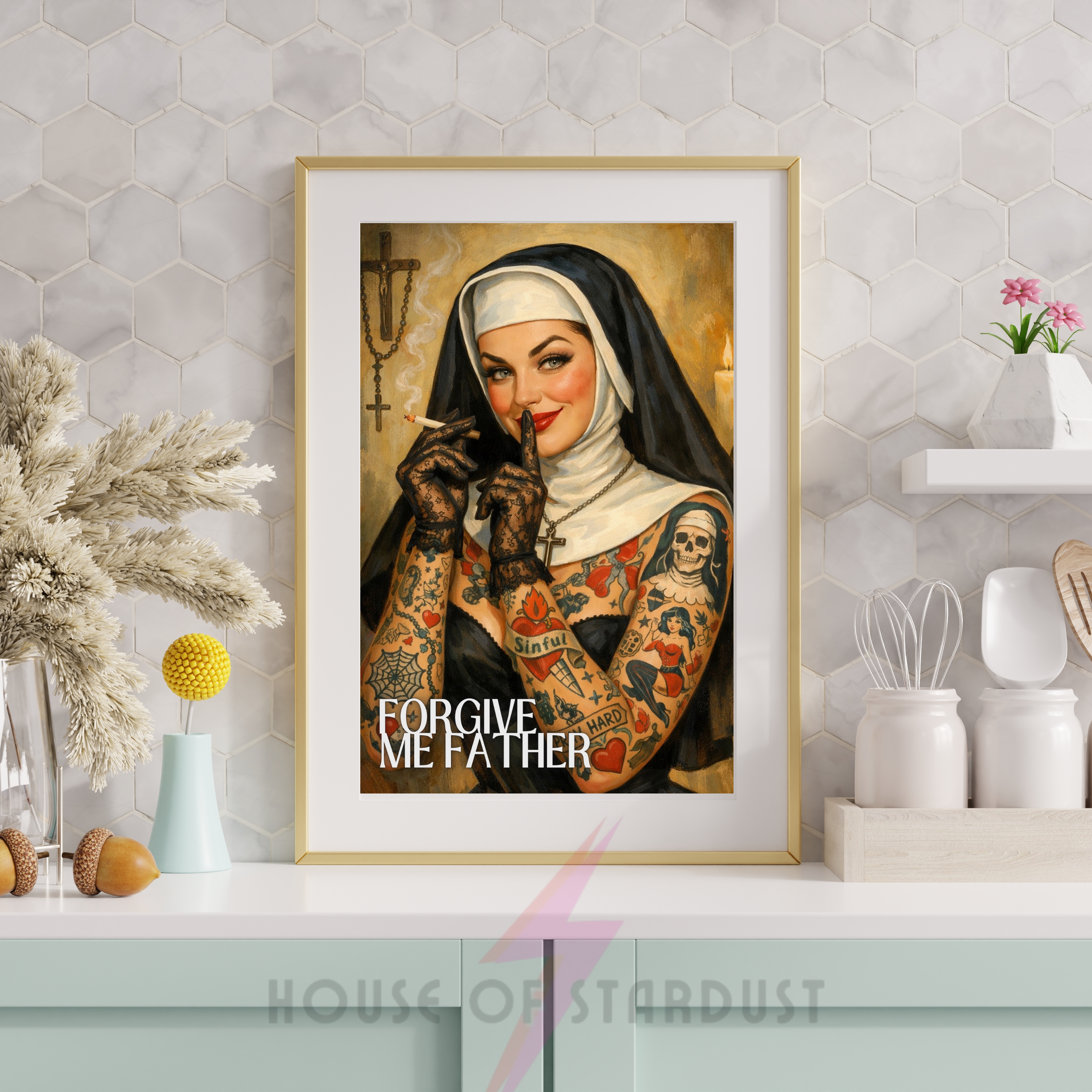 forgive me father | Naughty nun RETRO HOUSEWIFE feminist PRINT
