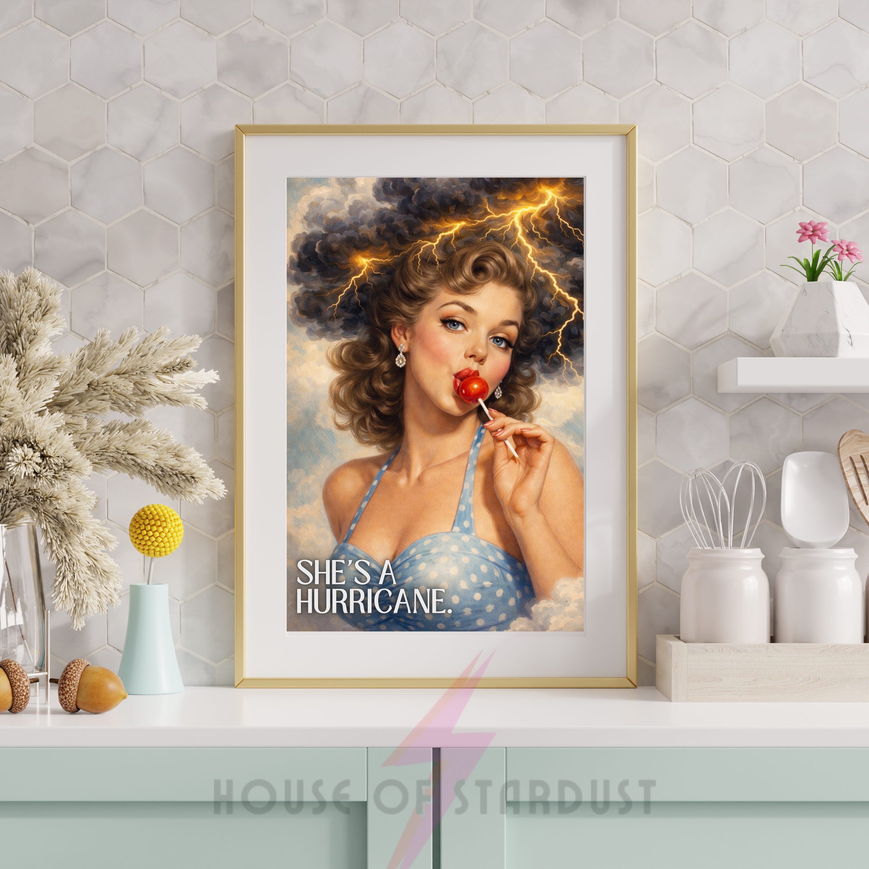She's a hurricane | RETRO HOUSEWIFE feminist PRINT