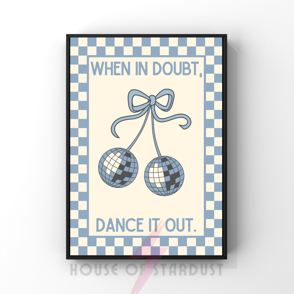When in doubt, dance it out | Kitsch Kitchen checkerboard pastels collection print