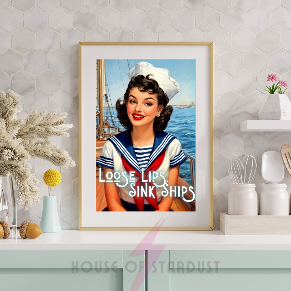 Loose Lips | Sailor girl RETRO HOUSEWIFE feminist PRINT