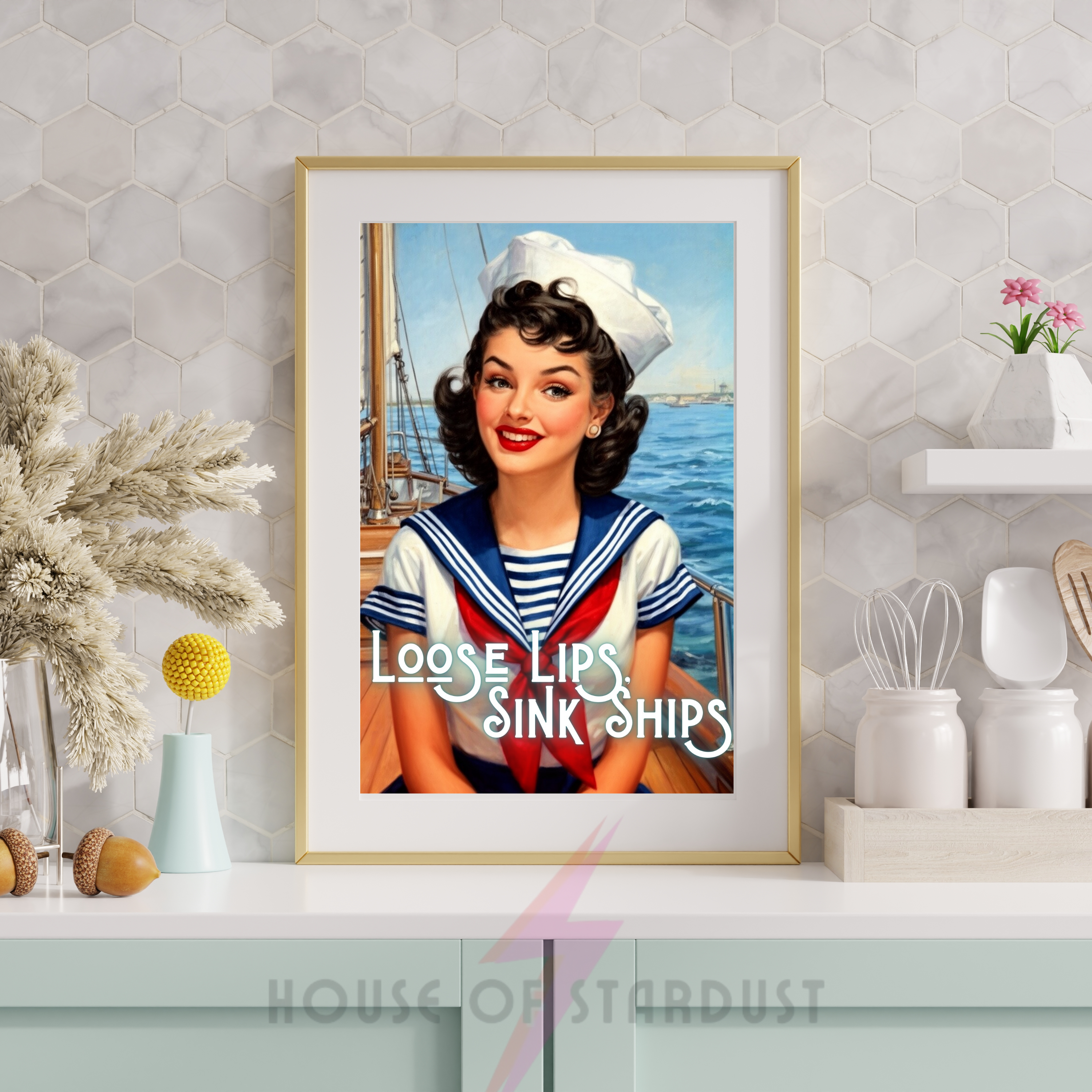 Loose Lips | Sailor girl RETRO HOUSEWIFE feminist PRINT
