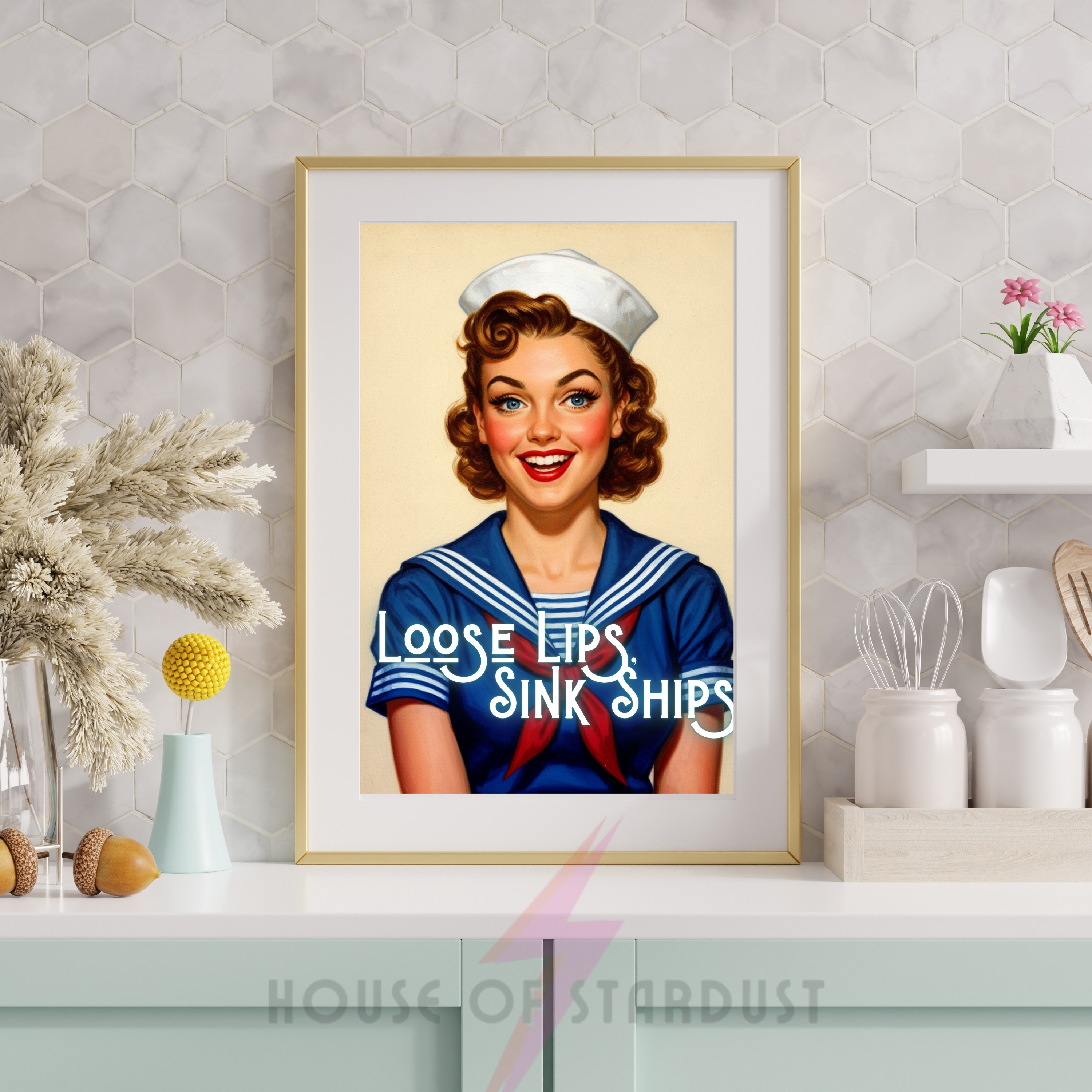sink ships | Sailor girl RETRO HOUSEWIFE feminist PRINT