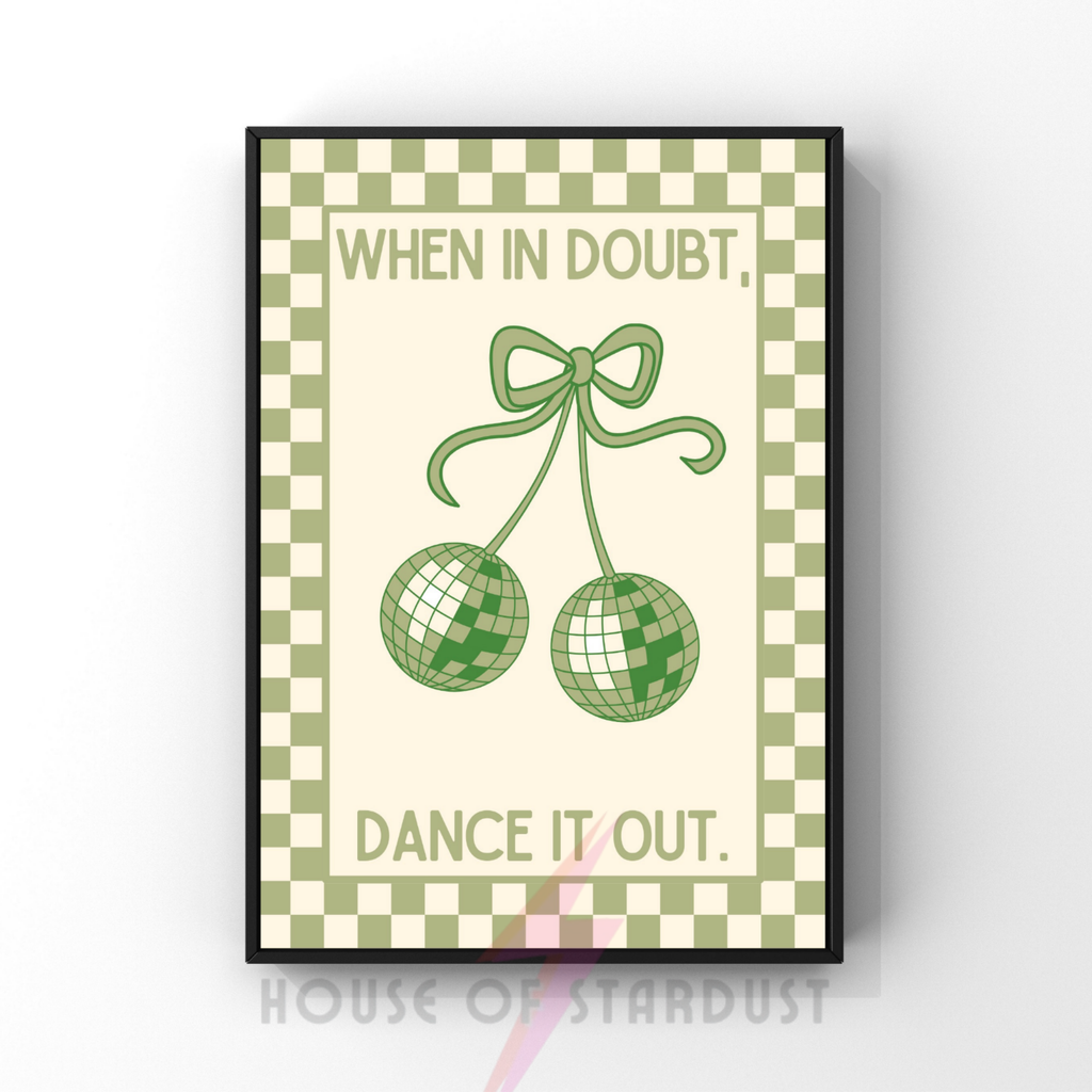 When in doubt, dance it out | Kitsch Kitchen checkerboard pastels collection print