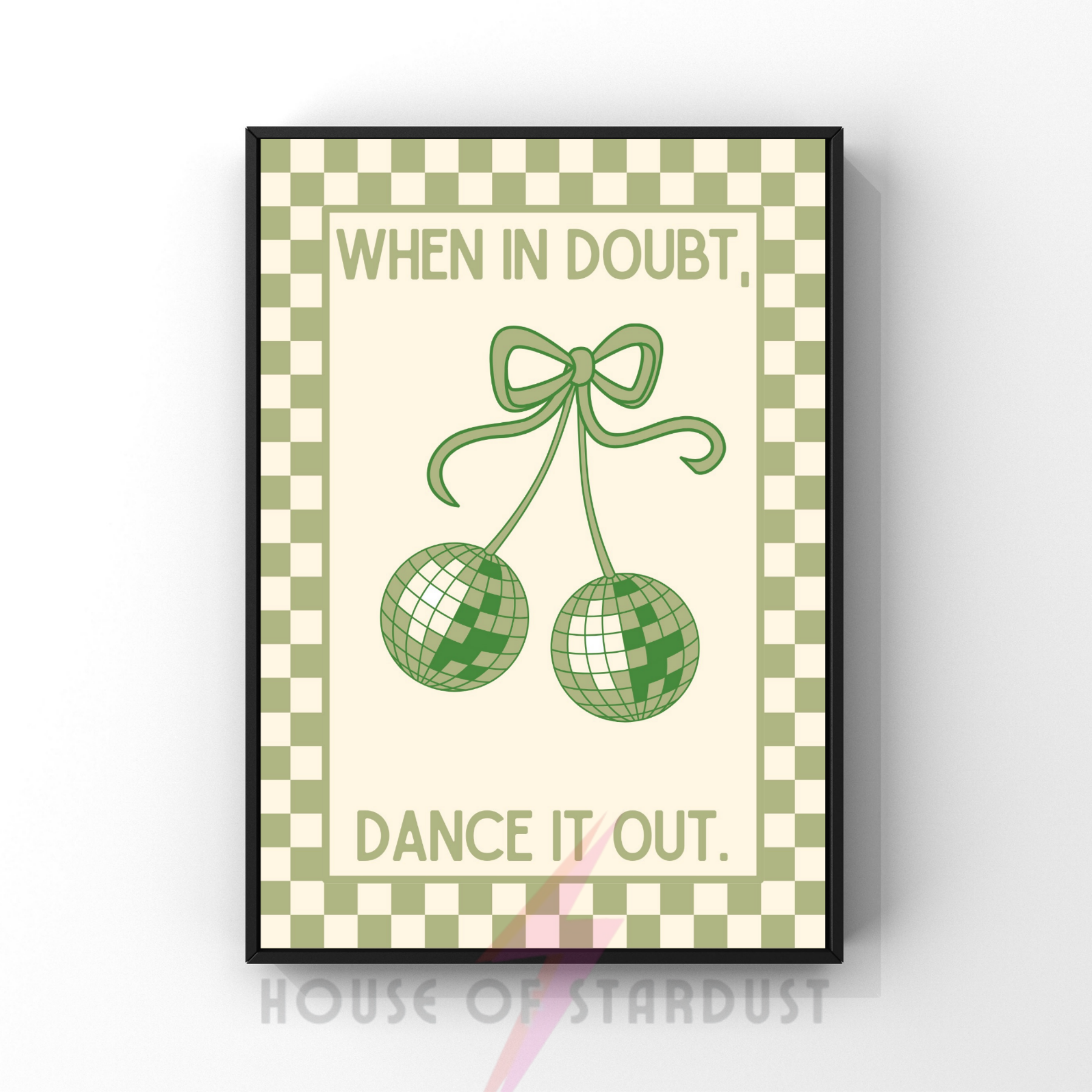 When in doubt, dance it out | Kitsch Kitchen checkerboard pastels collection print