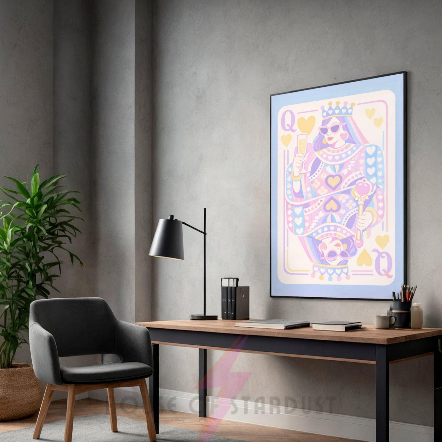 ' pastels | queen of hearts pop art print