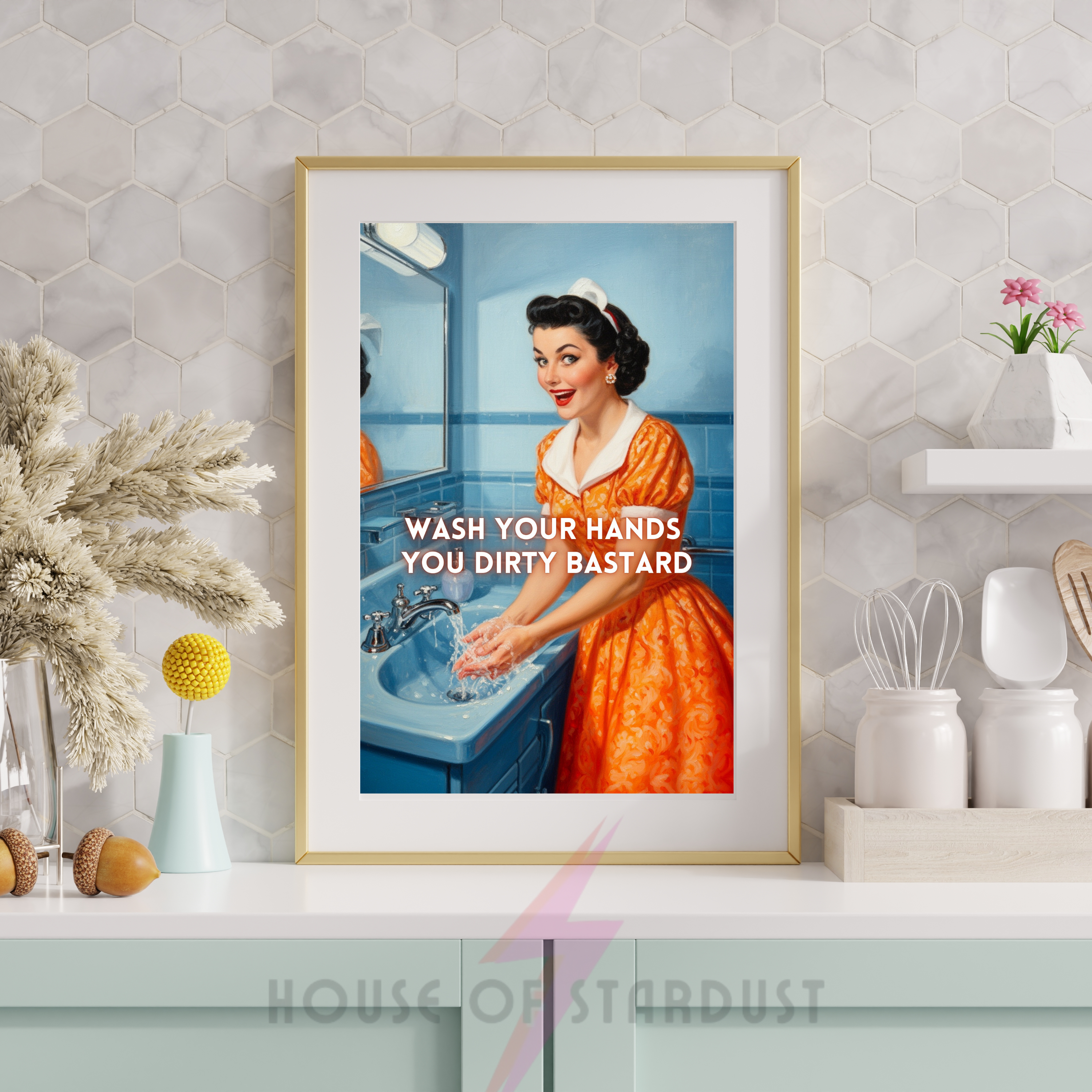 dirty bastard | RETRO HOUSEWIFE feminist bathroom PRINT