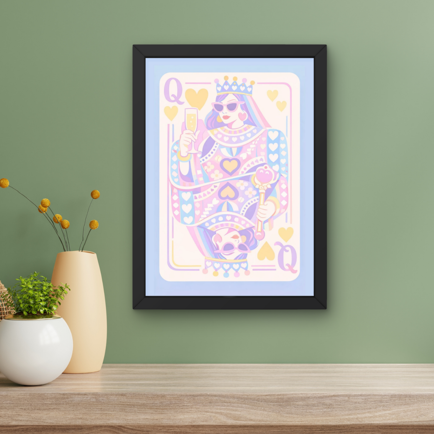 ' pastels | queen of hearts pop art print