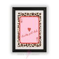 Lucky Girl Club Wall Art Print | Ace of Hearts Playing Card Poster | Coquette Decor | Lucky Girl Syndrome Wall Art | Leopard Print Feminine Decor | Dopamine walls A4 A3 A5 A1 A2