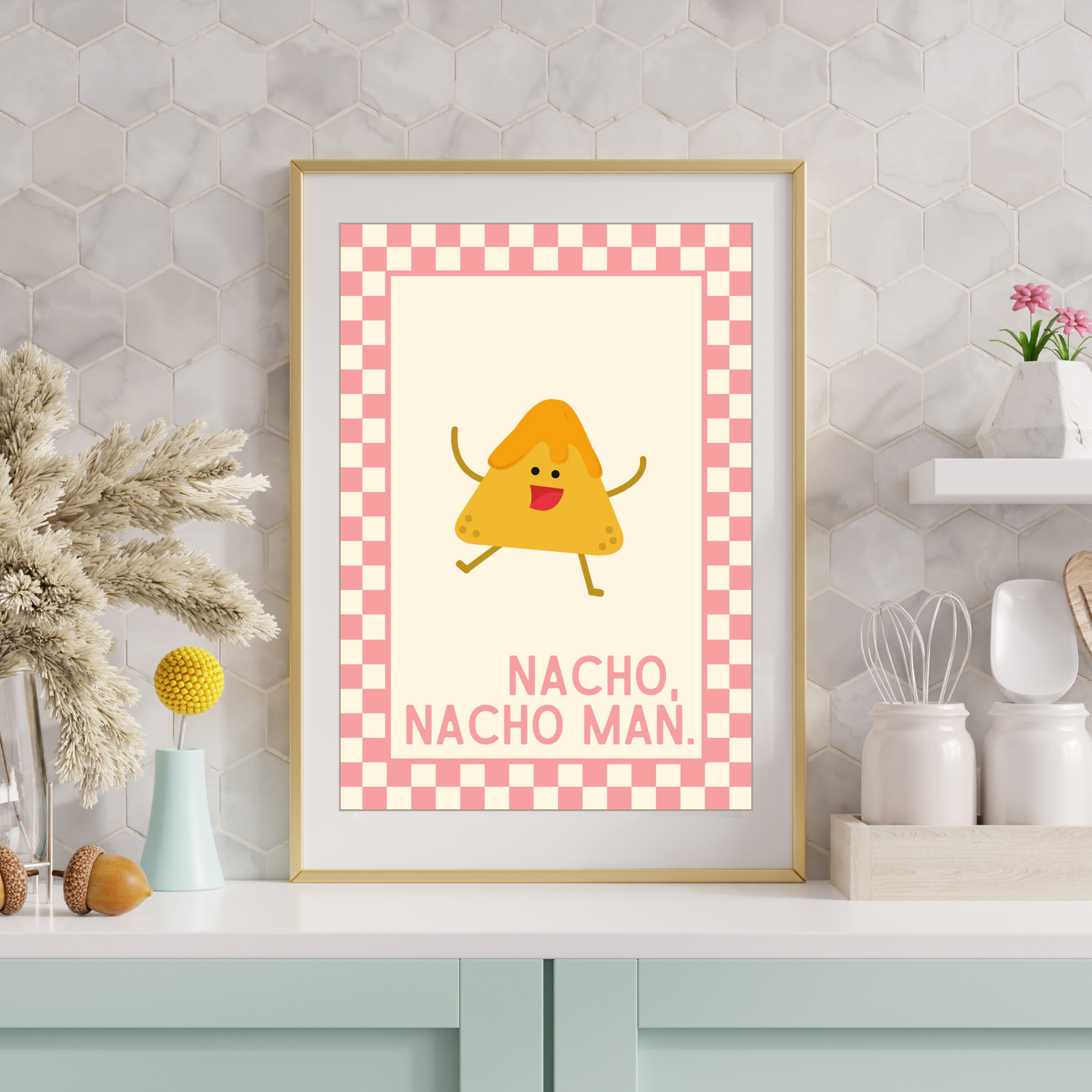 Nacho man | Kitsch Kitchen checkerboard pastels collection print
