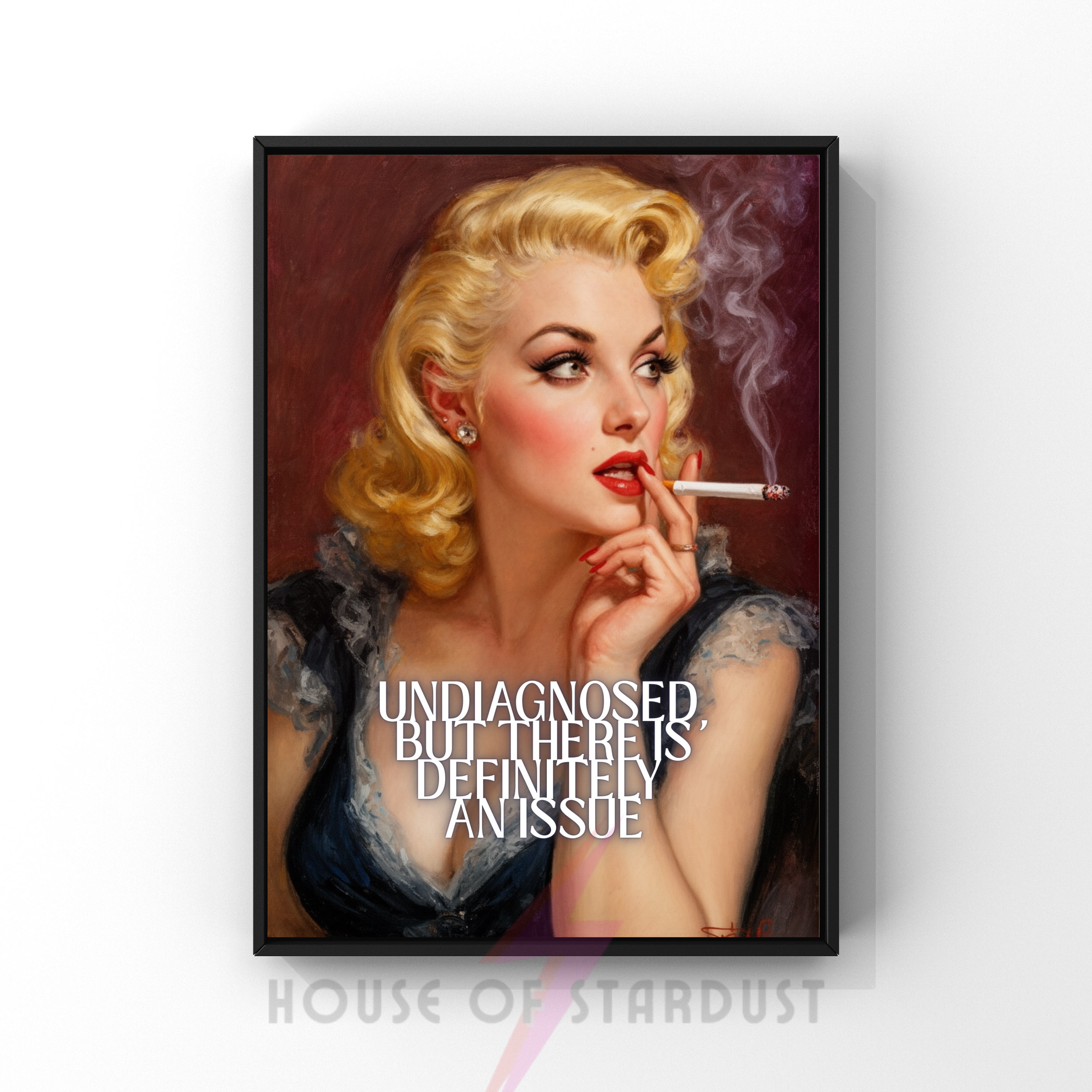 'undiagnosed but there is definitely an issue' | RETRO HOUSEWIFE feminist ADHD AUTISM HUMOUR PRINT