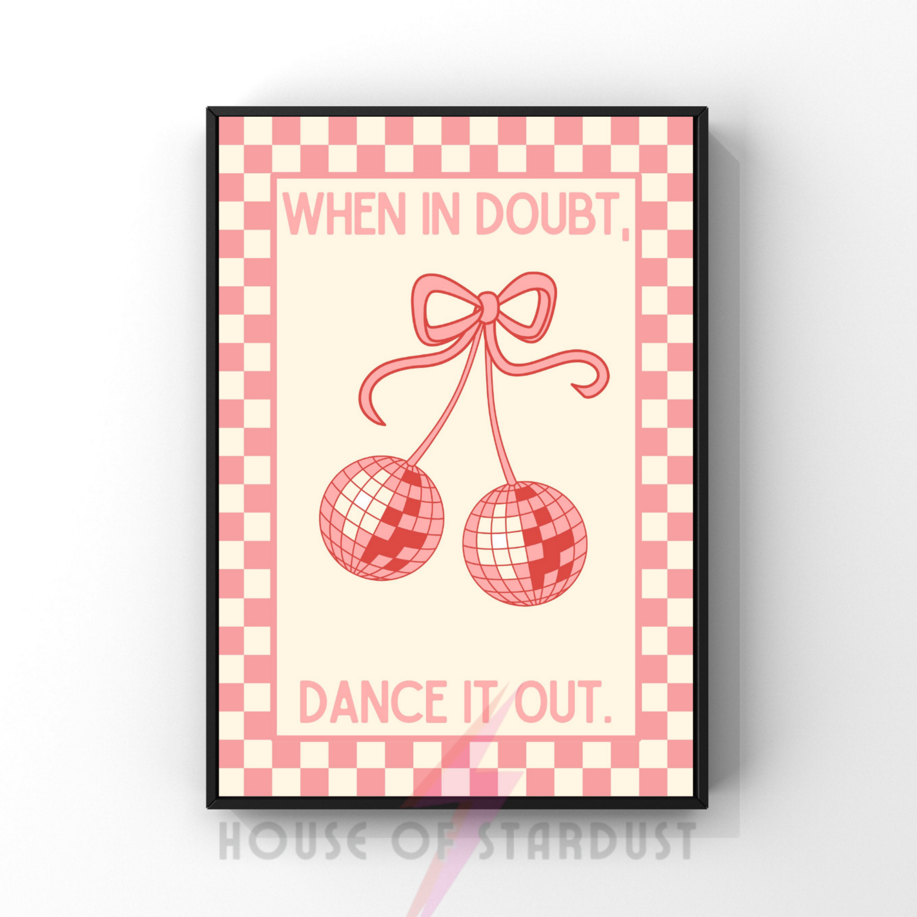 When in doubt, dance it out | Kitsch Kitchen checkerboard pastels collection print