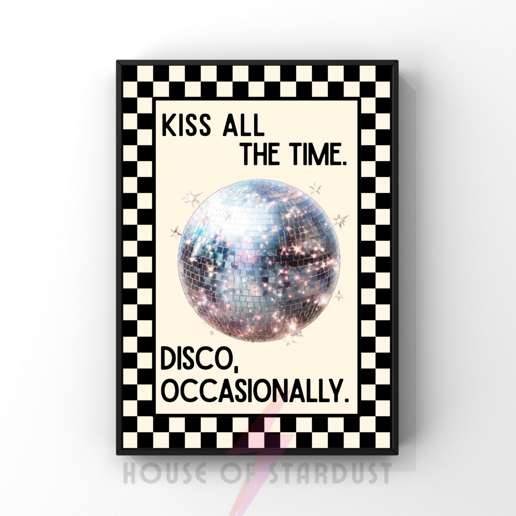Kiss all the time, disco  | Harry inspired checkerboard retro collection print