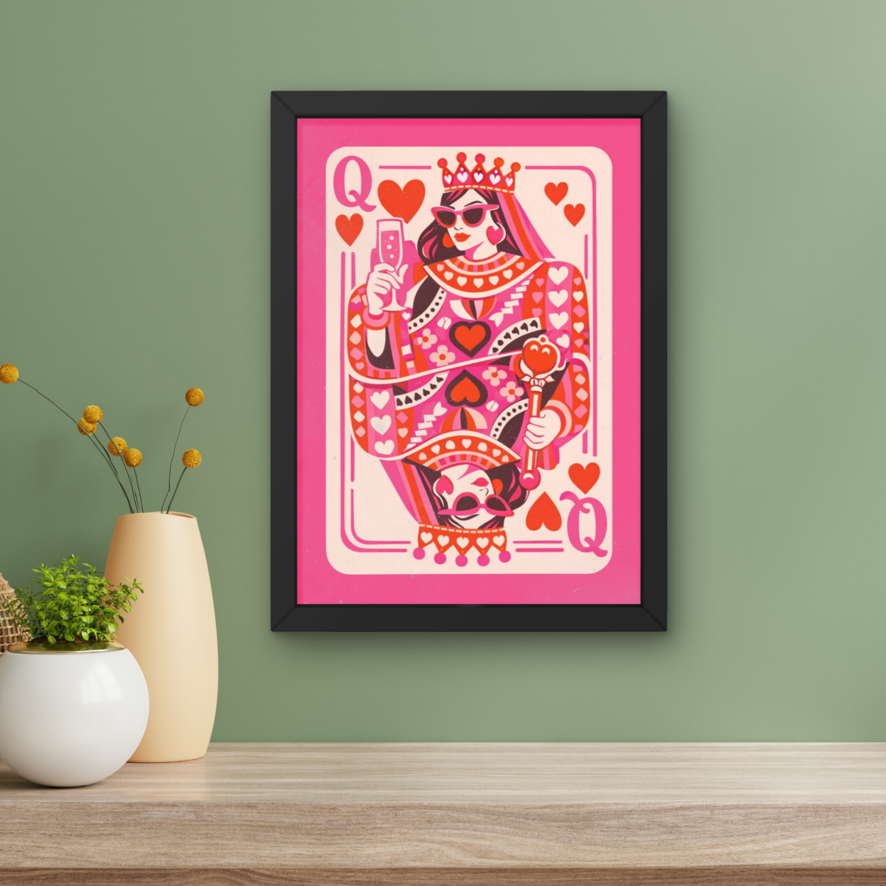' Hot Pink | queen of hearts pop art print