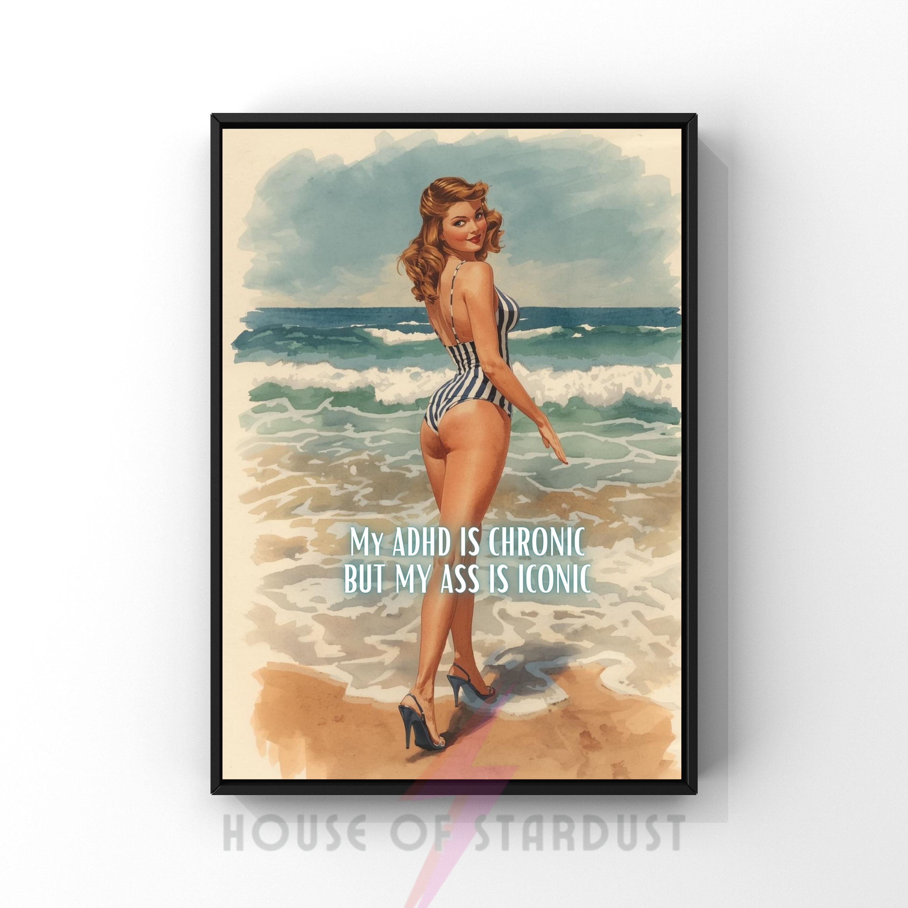 iconic ass | RETRO HOUSEWIFE feminist ADHD HUMOUR PRINT