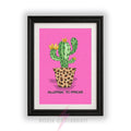 Funny Cactus Wall Art Print | Allergic To Pricks Poster | Pink Leopard Print Decor | Sassy Quote Artwork | Maximalist Home Decor A4 A3 A5 A1 A2