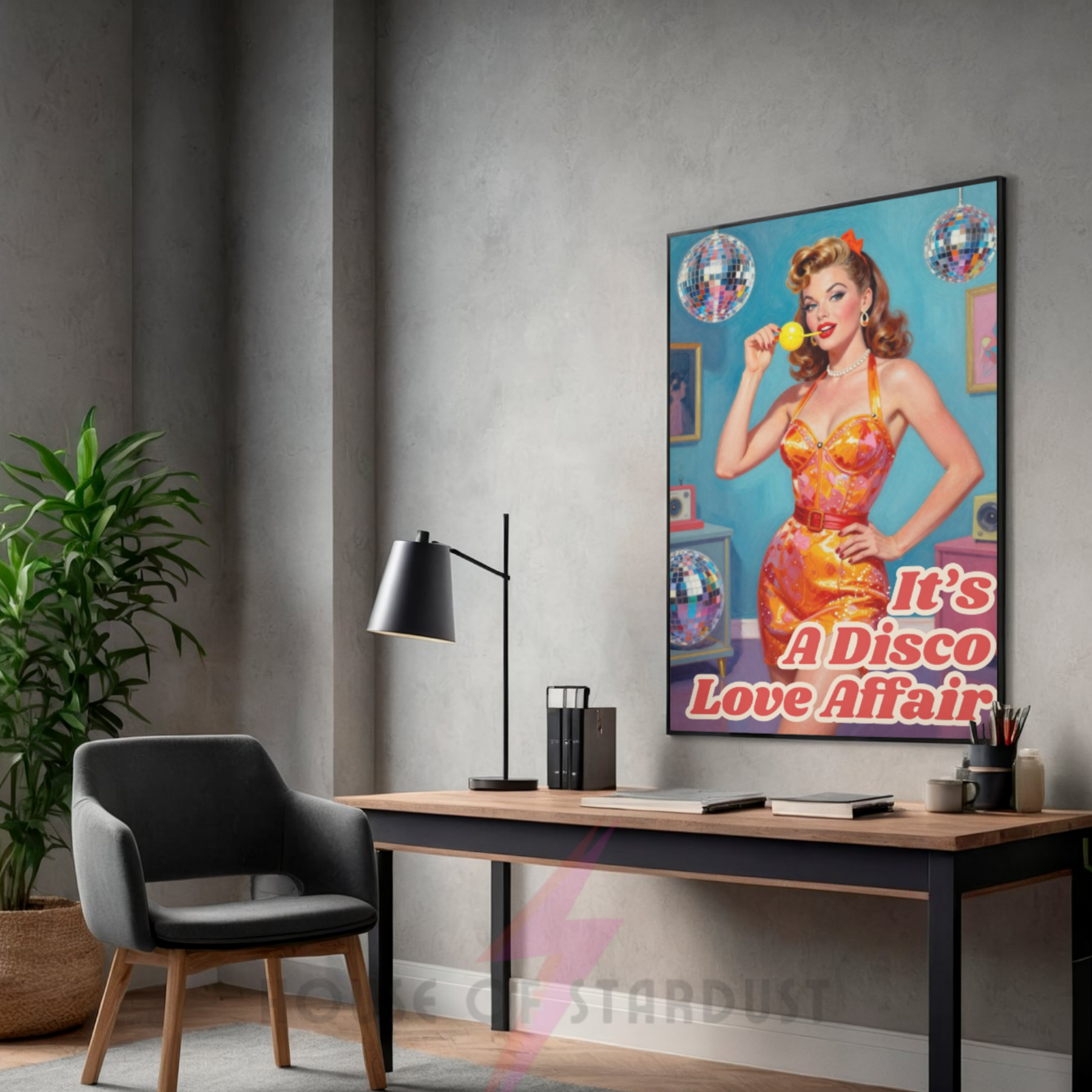 It's a disco love affair | groovy retro housewife Print