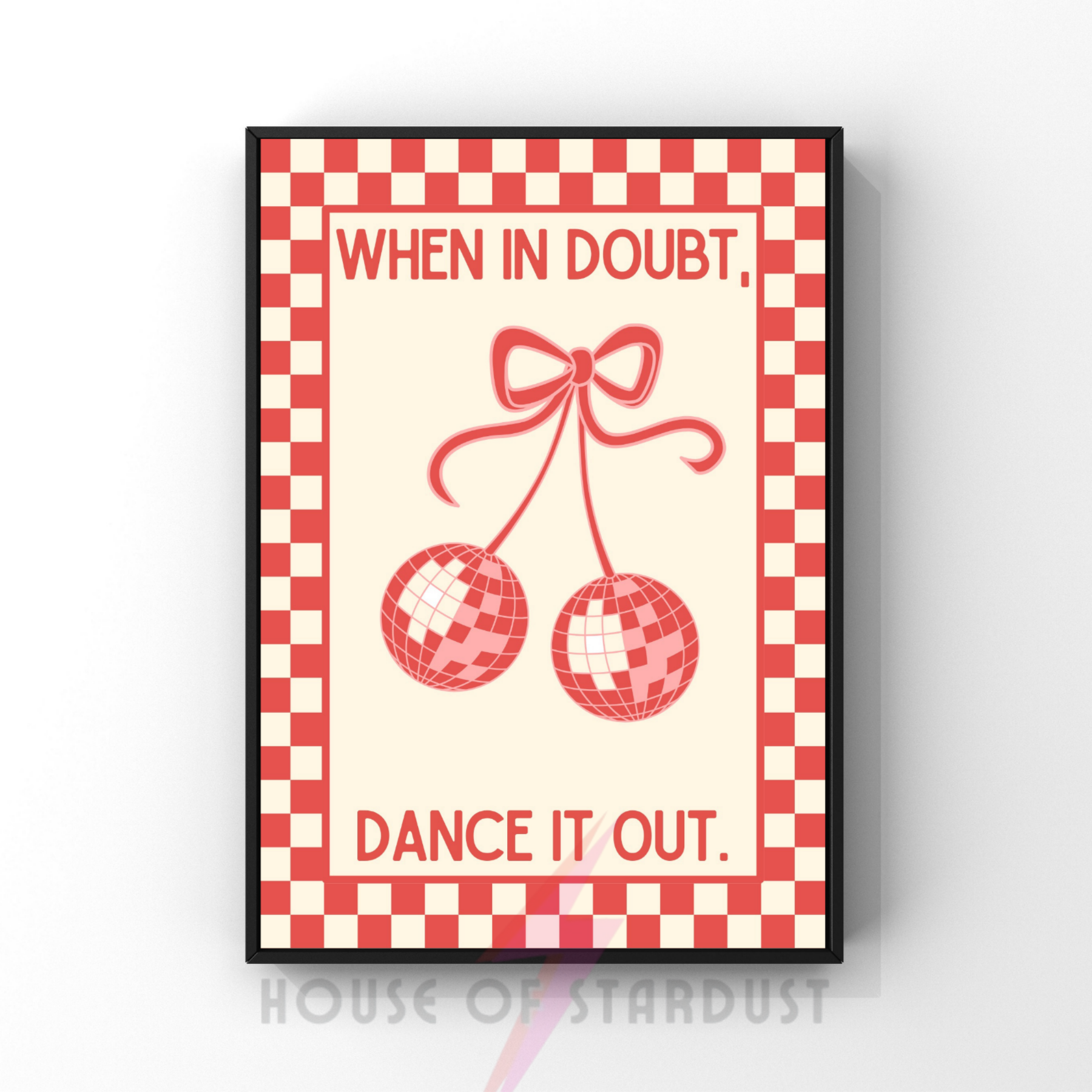 When in doubt, dance it out | Kitsch Kitchen checkerboard pastels collection print
