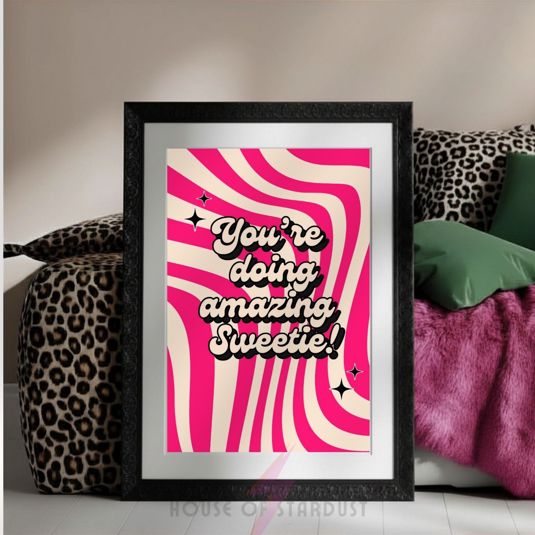 You're Doing Amazing Sweetie Wall Art Print | Kris Jenner Inspired Quote Poster | Pink Retro Maximalist Decor | Motivational Pop Culture PrintA4 A3 A5 A1 A2