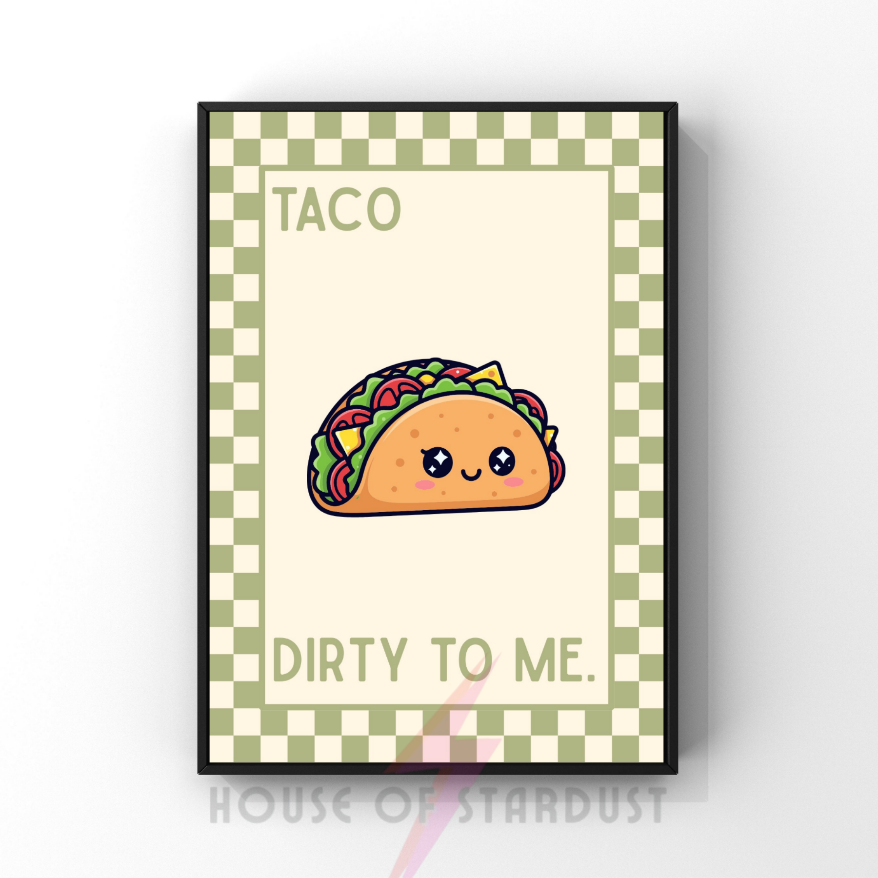 Taco dirty to me | Kitsch Kitchen checkerboard pastels collection print