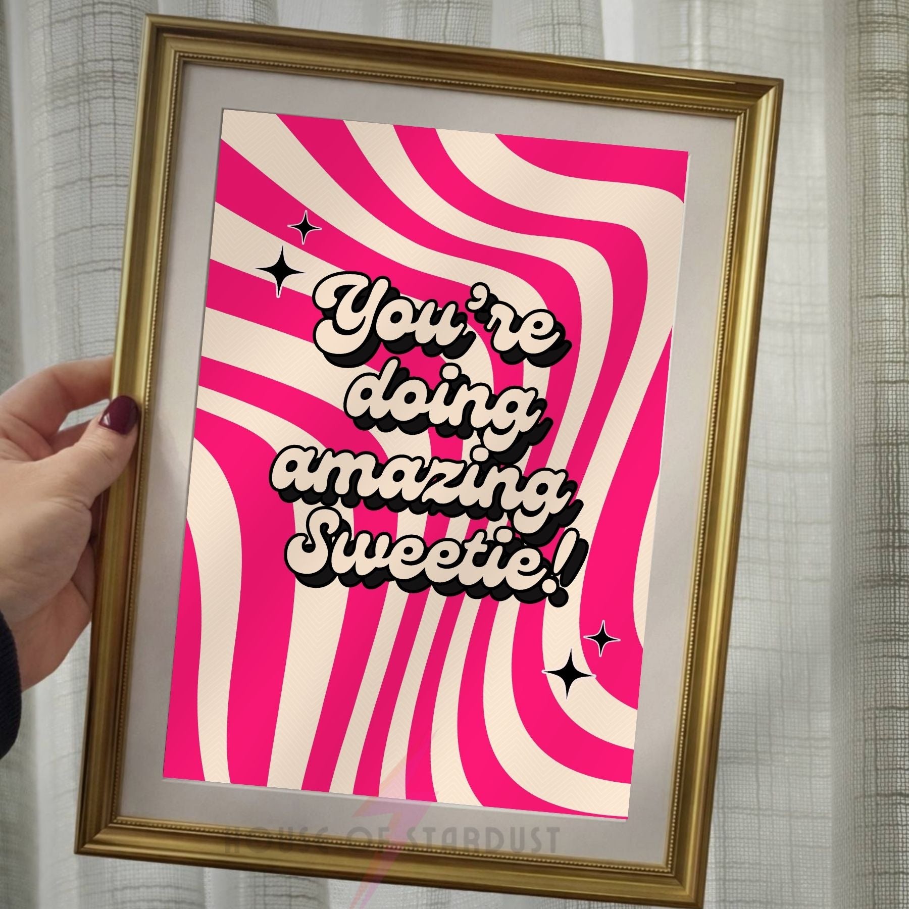 You're Doing Amazing Sweetie Wall Art Print | Kris Jenner Inspired Quote Poster | Pink Retro Maximalist Decor | Motivational Pop Culture PrintA4 A3 A5 A1 A2