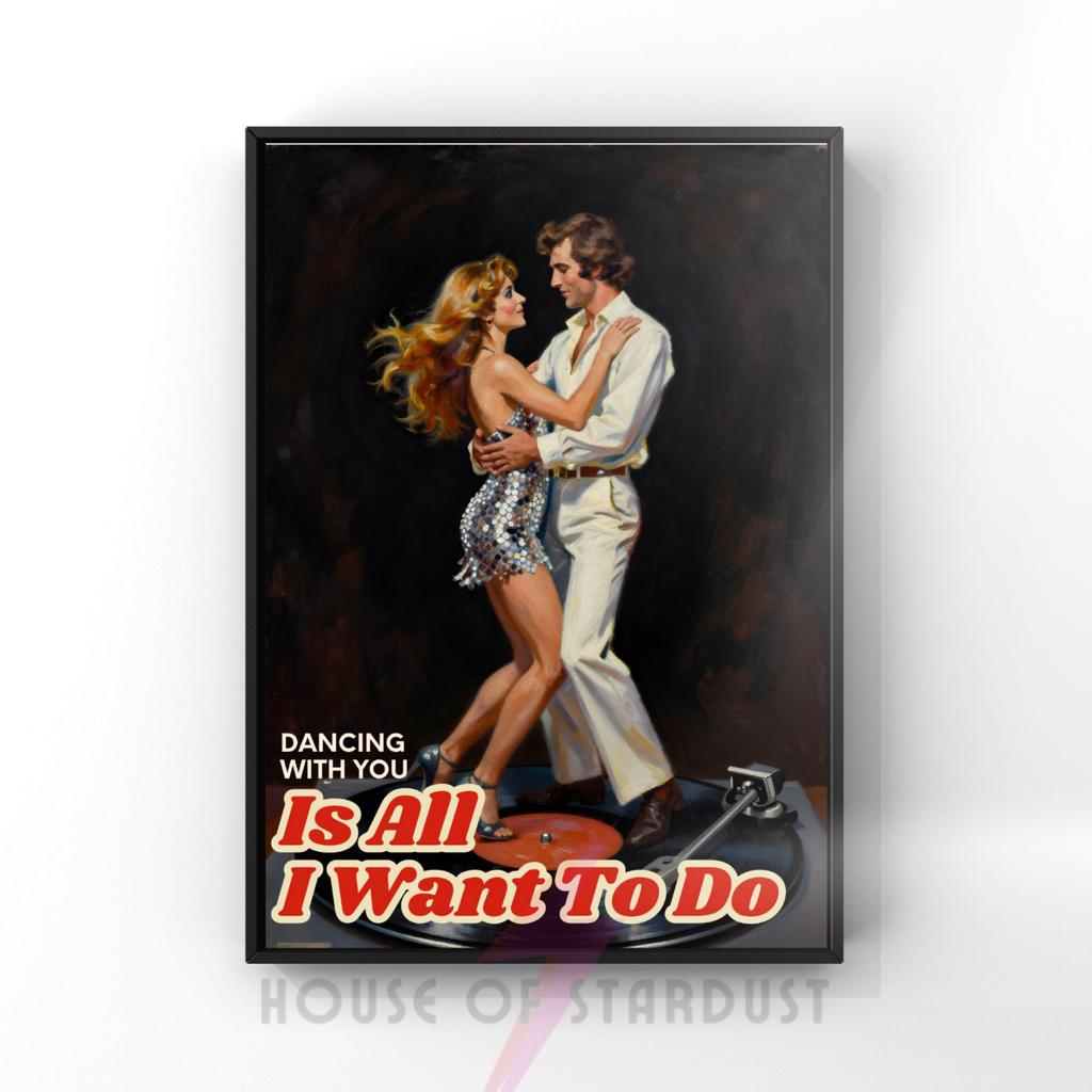 Dancing with you | retro vinyl record housewife music Print