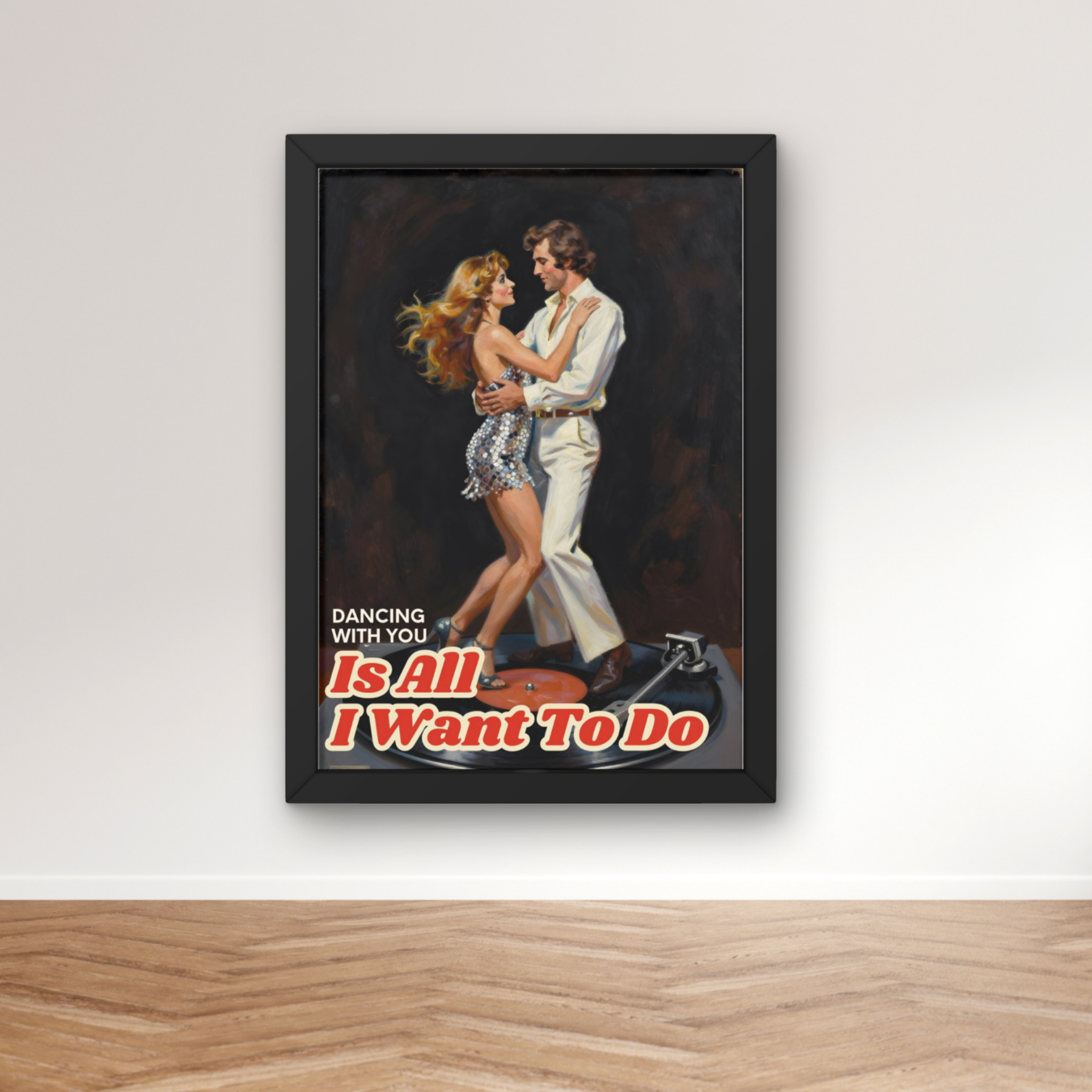 Dancing with you | retro vinyl record housewife music Print
