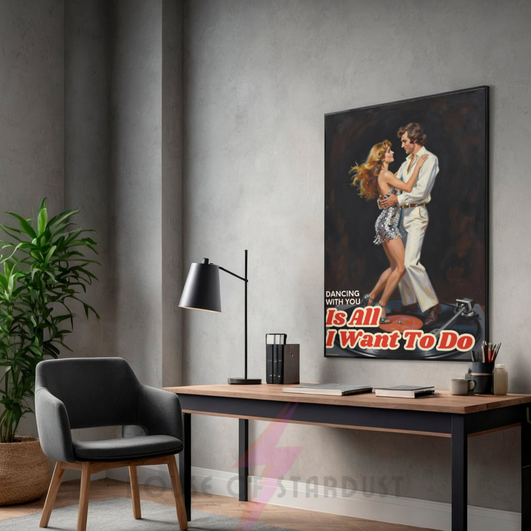 Dancing with you | retro vinyl record housewife music Print