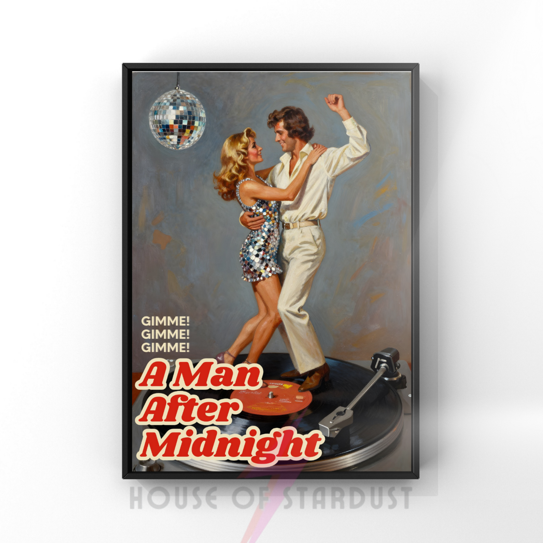 a man after midnight | abba inspired retro vinyl record housewife music Print