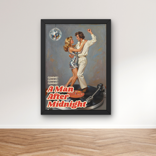 a man after midnight |  retro vinyl record housewife music Print