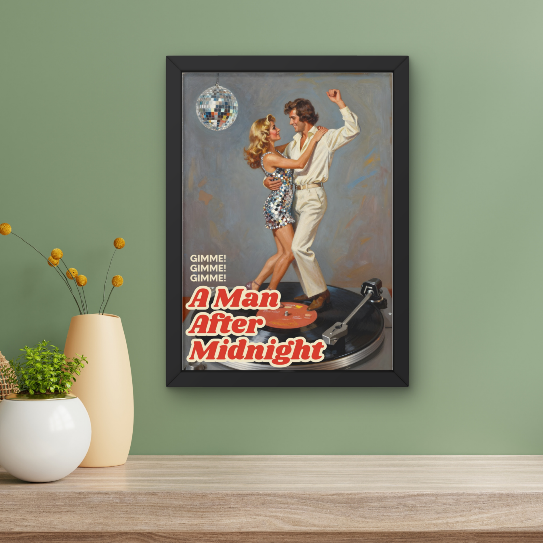 a man after midnight | abba inspired retro vinyl record housewife music Print
