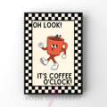 Coffee o'clock | Kitsch Kitchen checkerboard retro collection print