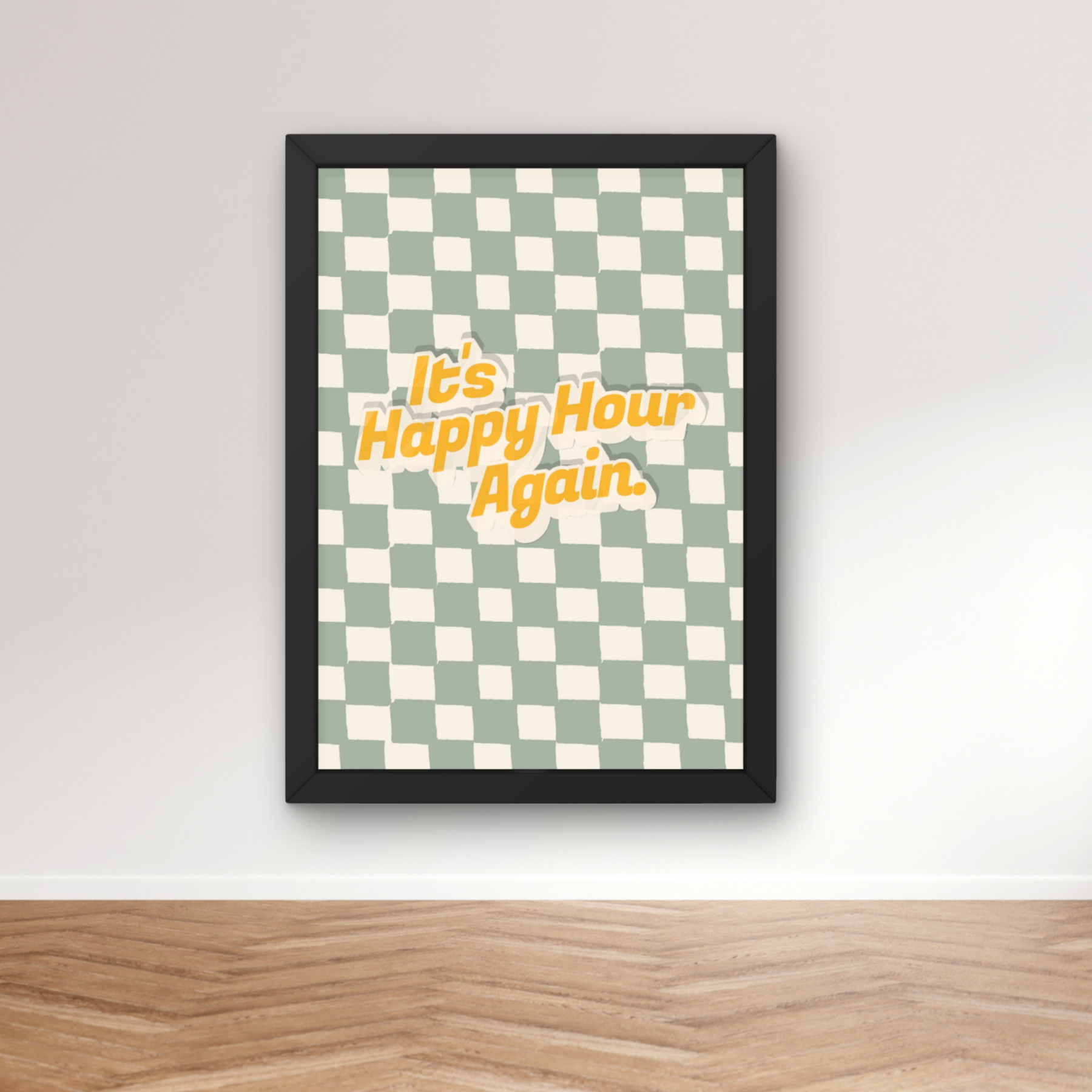 Happy hour | housemartins inspired Inspired checkerboard indie Music Print
