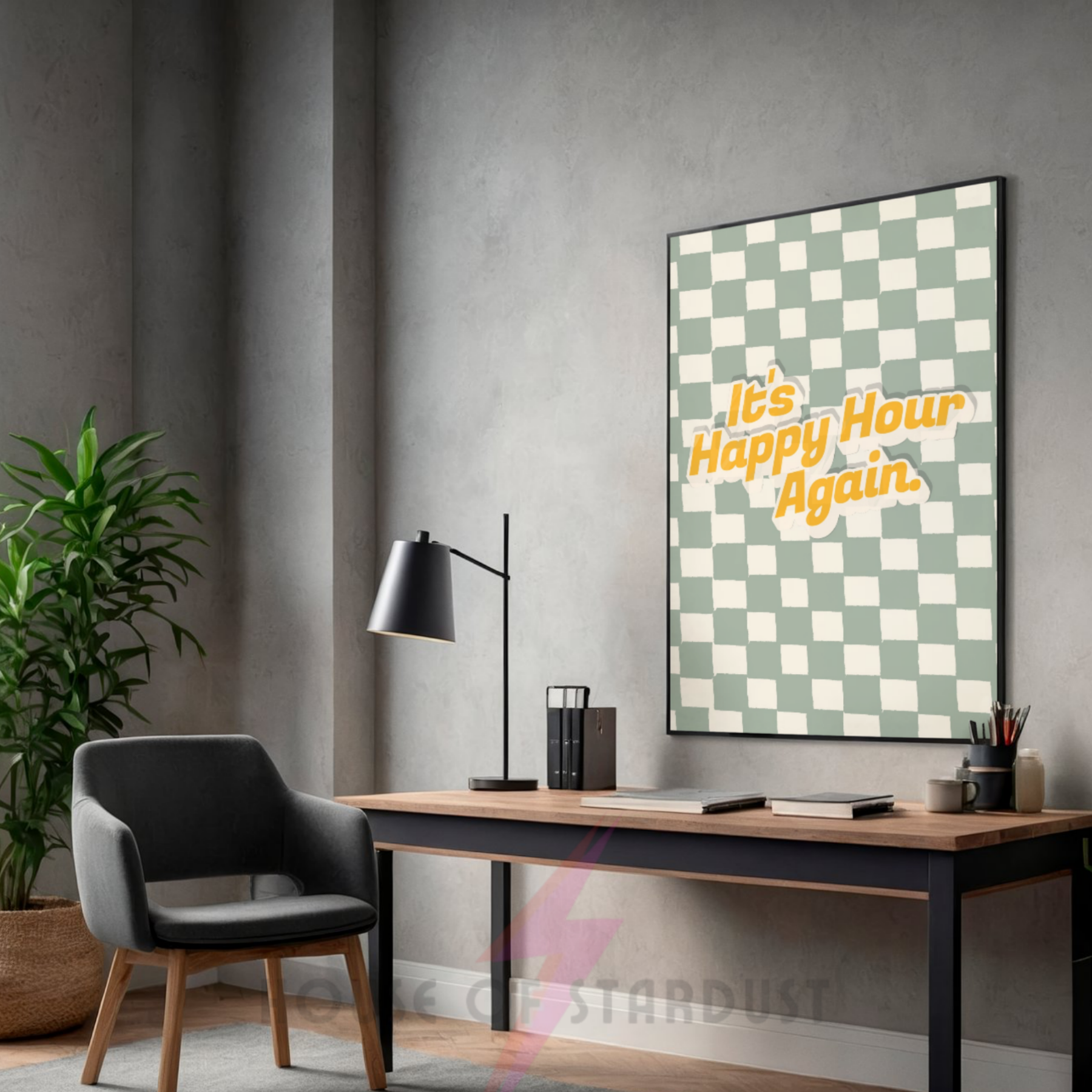 Happy hour | housemartins inspired Inspired checkerboard indie Music Print