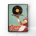 today's menu: bangin' tunes  | retro vinyl record housewife music Print